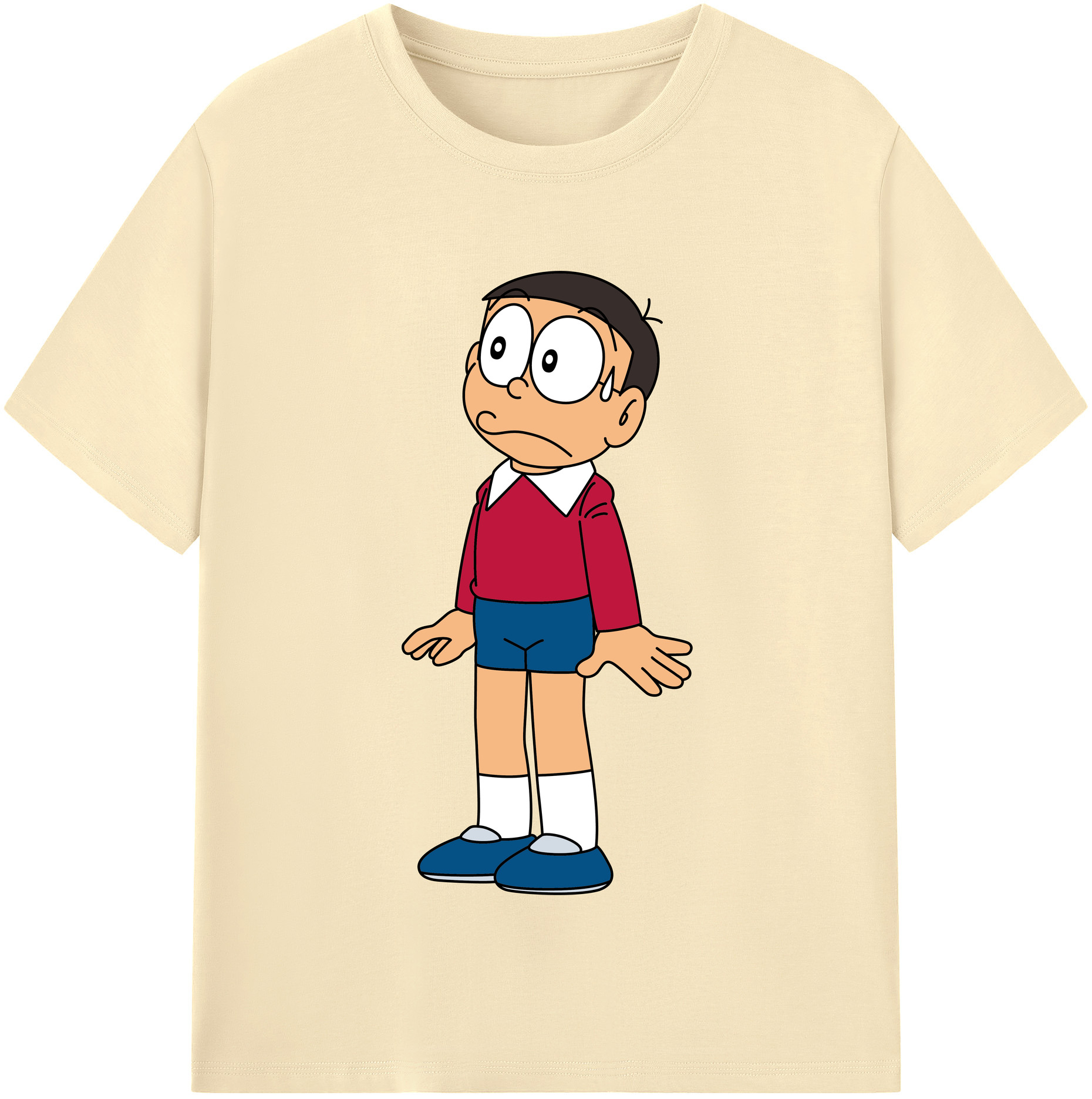 （画像用） ドラえもん 野比 のび太 Doraemon Nobita Nobi 綿100％半袖Tシャツ（フロントプリント）
