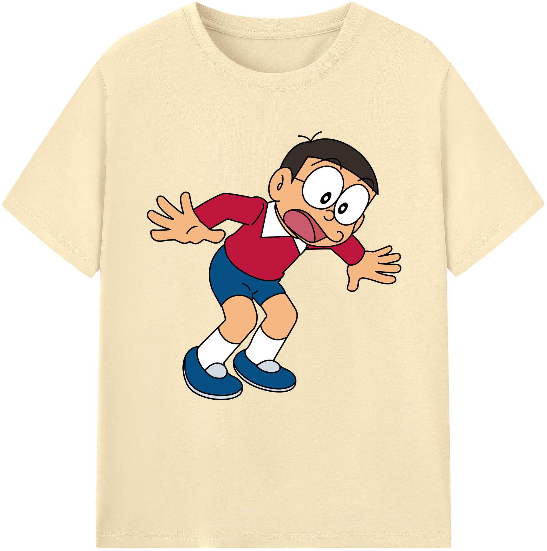 （画像用） ドラえもん 野比 のび太 Doraemon Nobita Nobi 綿100％半袖Tシャツ（フロントプリント）