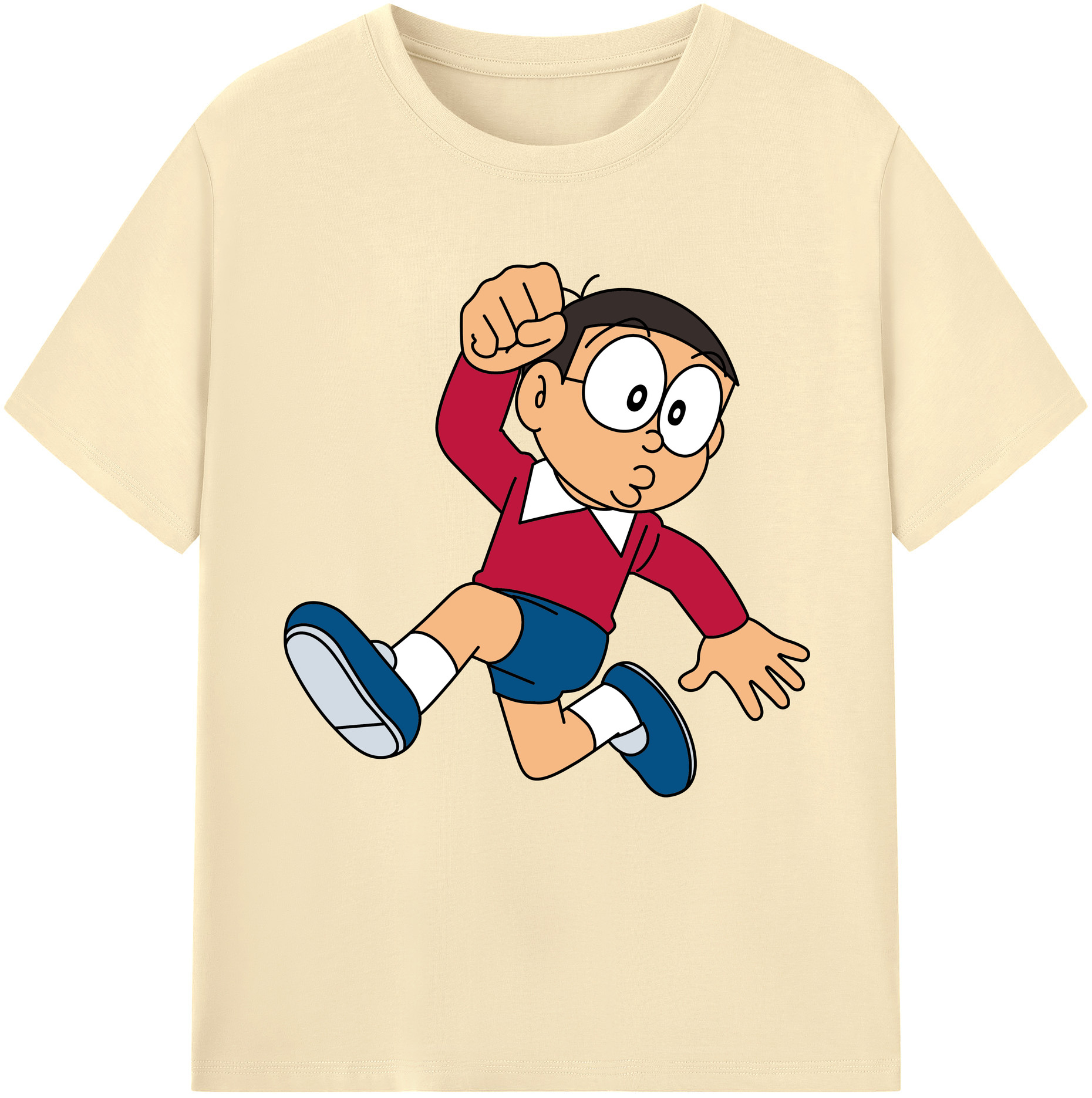 （画像用） ドラえもん 野比 のび太 Doraemon Nobita Nobi 綿100％半袖Tシャツ（フロントプリント）