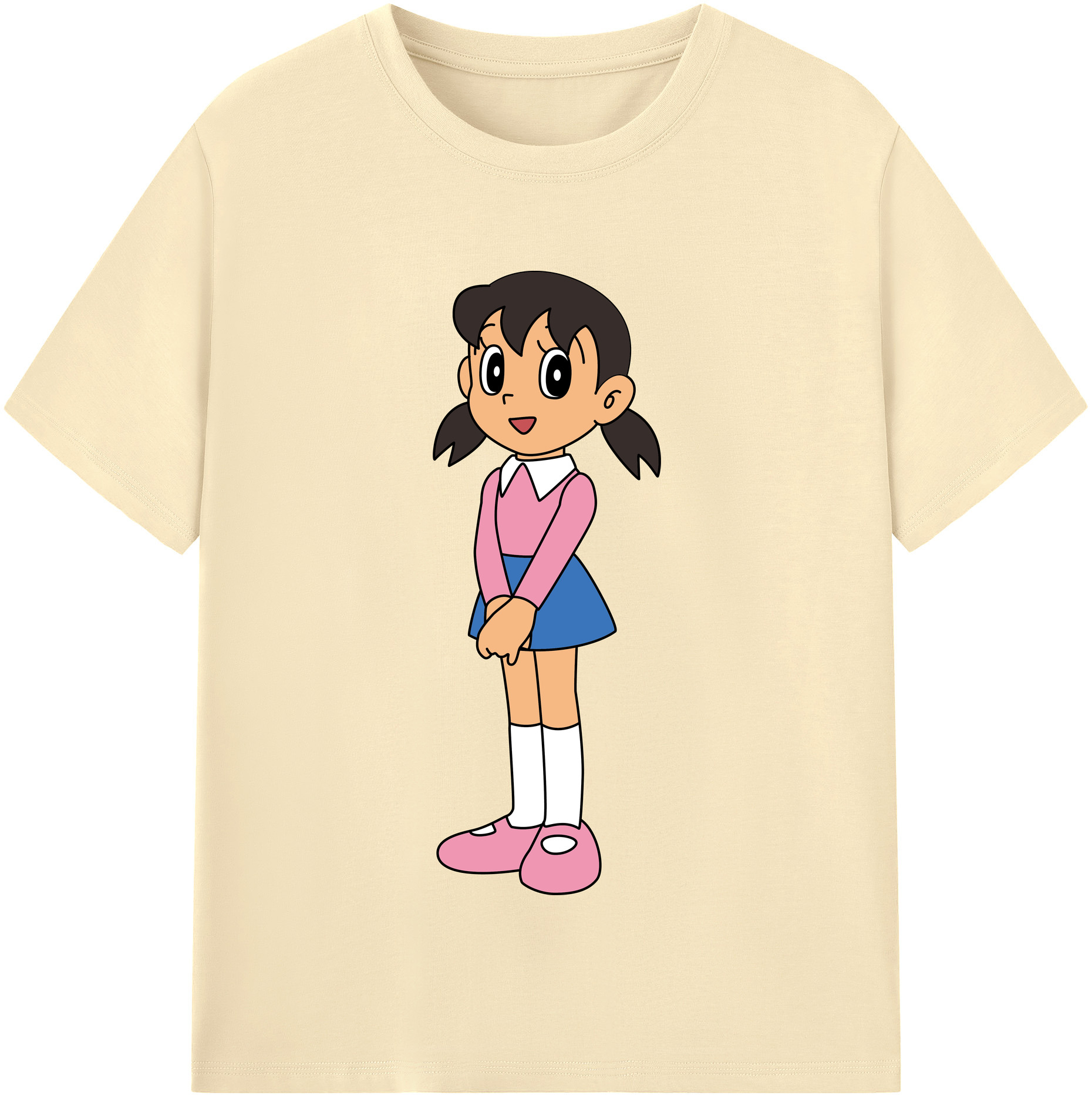 （画像用） ドラえもん みなもと しずか Doraemon Shizuka Minamoto 綿100％半袖Tシャツ（フロントプリント）