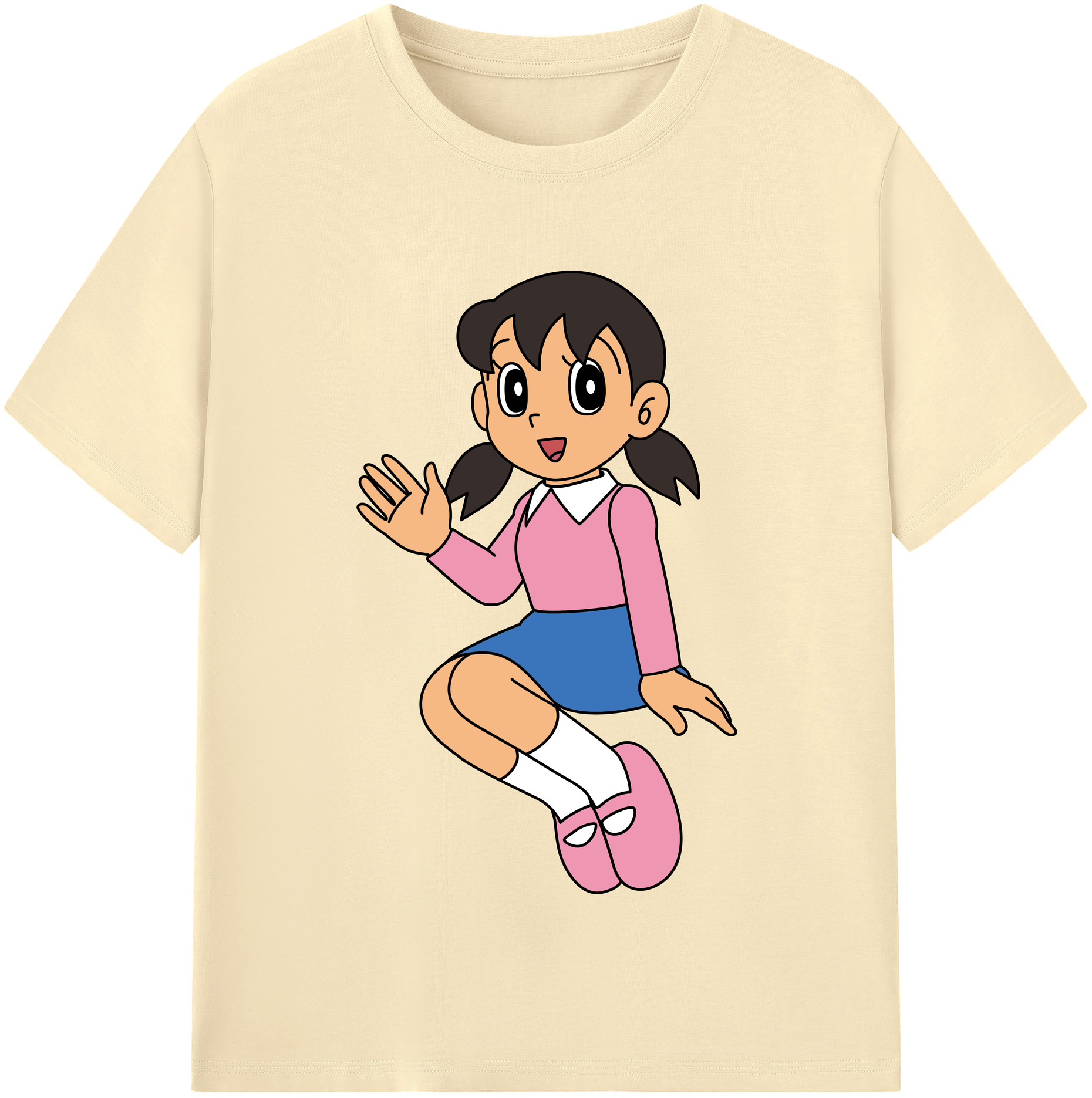 （画像用） ドラえもん みなもと しずか Doraemon Shizuka Minamoto 綿100％半袖Tシャツ（フロントプリント）