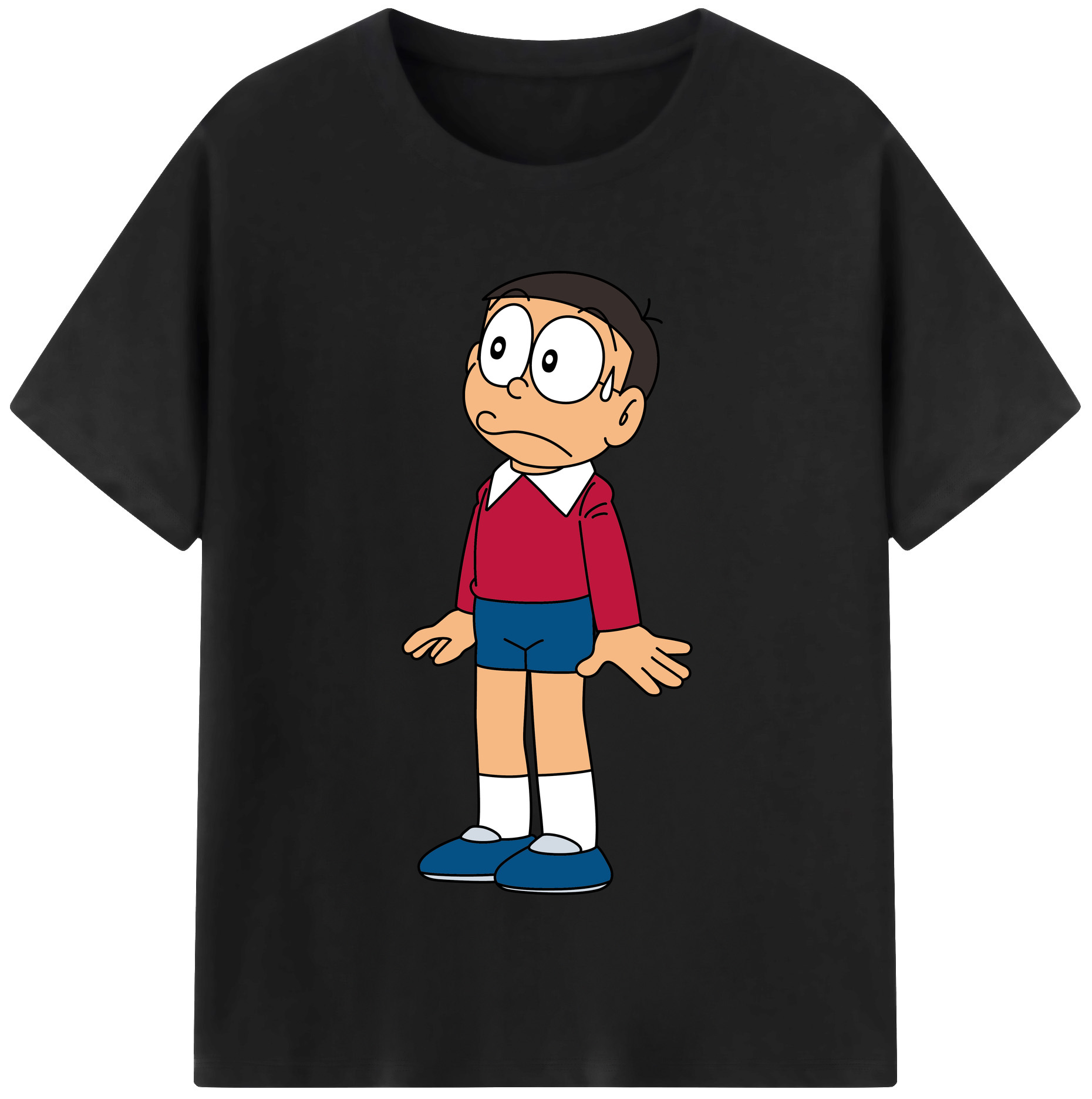 （画像用） ドラえもん 野比 のび太 Doraemon Nobita Nobi 綿100％半袖Tシャツ（フロントプリント）