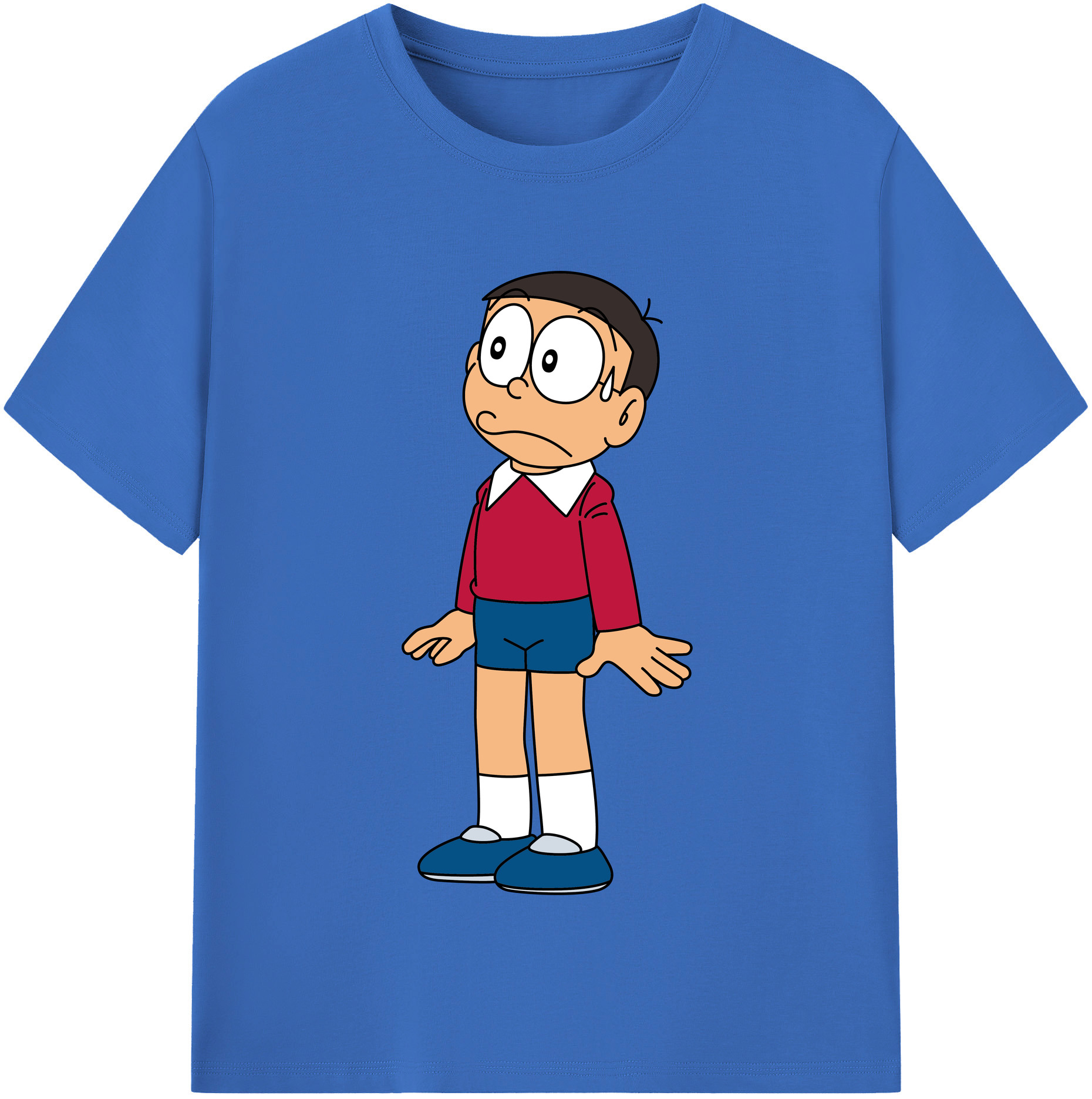 （画像用） ドラえもん 野比 のび太 Doraemon Nobita Nobi 綿100％半袖Tシャツ（フロントプリント）