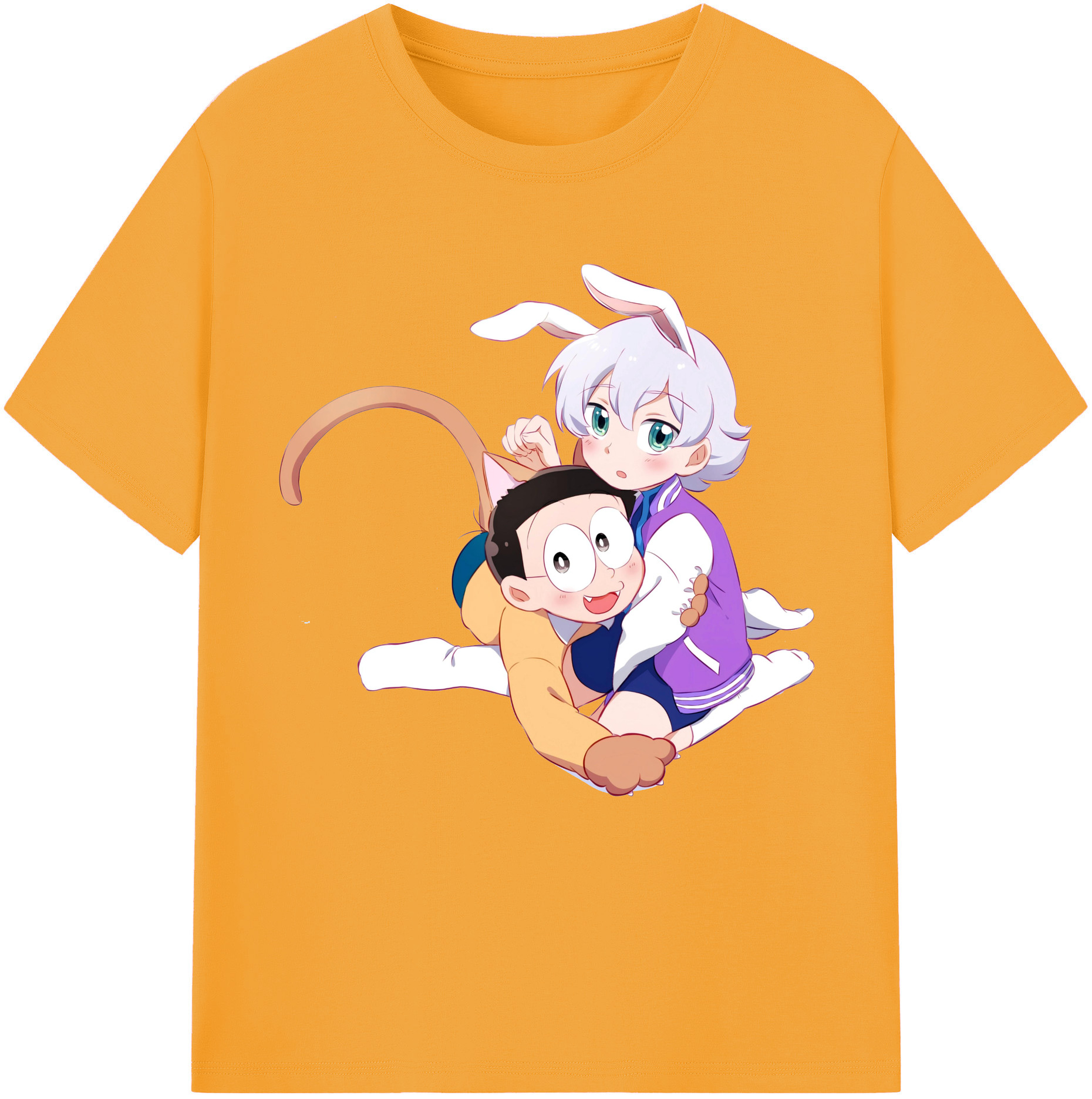 （画像用） ドラえもん 野比 のび太 Doraemon Nobita Nobi 綿100％半袖Tシャツ（フロントプリント）
