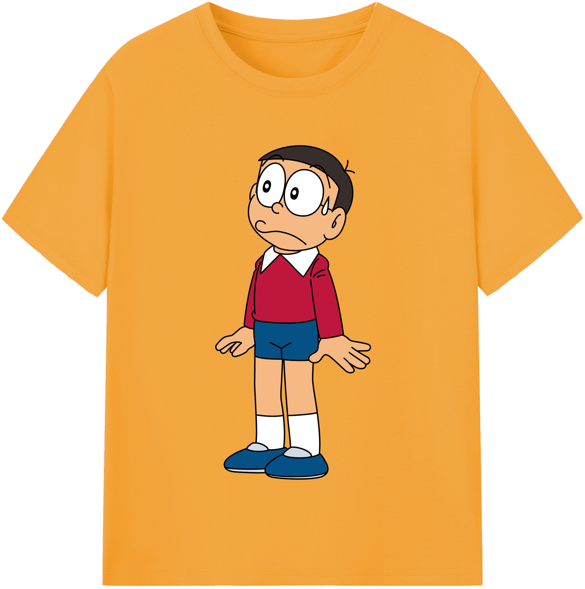 （画像用） ドラえもん 野比 のび太 Doraemon Nobita Nobi 綿100％半袖Tシャツ（フロントプリント）