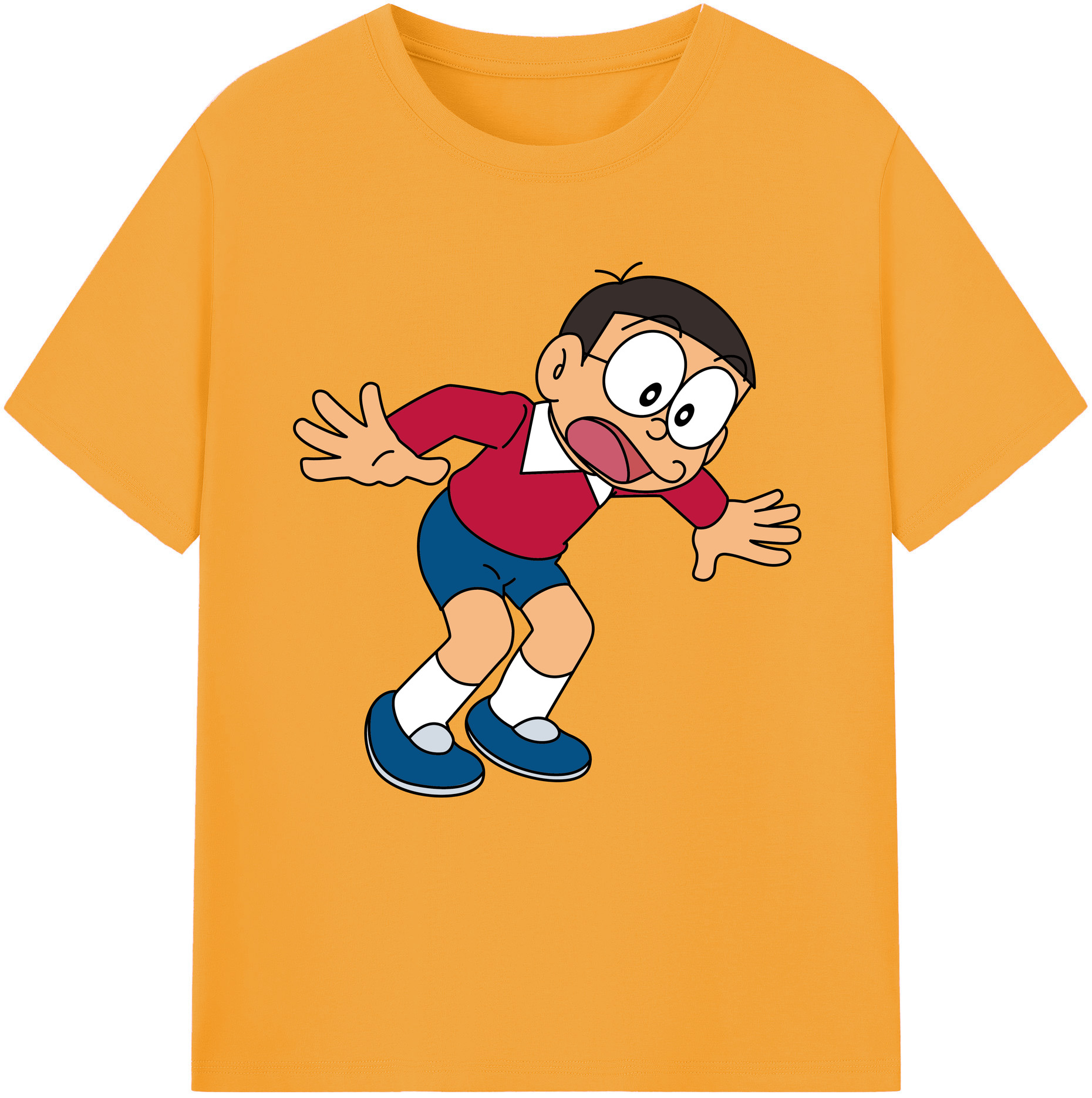 （画像用） ドラえもん 野比 のび太 Doraemon Nobita Nobi 綿100％半袖Tシャツ（フロントプリント）