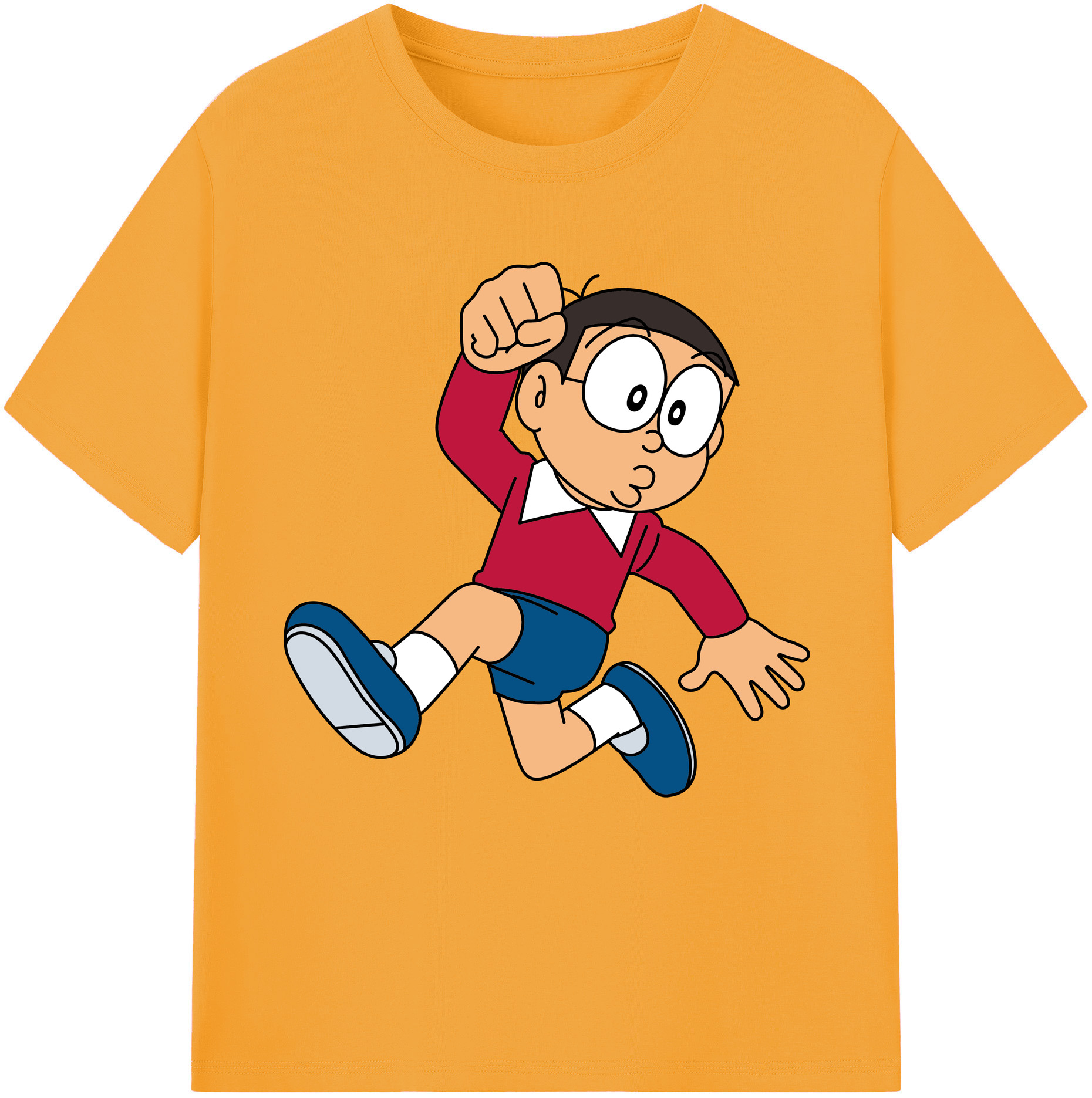 （画像用） ドラえもん 野比 のび太 Doraemon Nobita Nobi 綿100％半袖Tシャツ（フロントプリント）