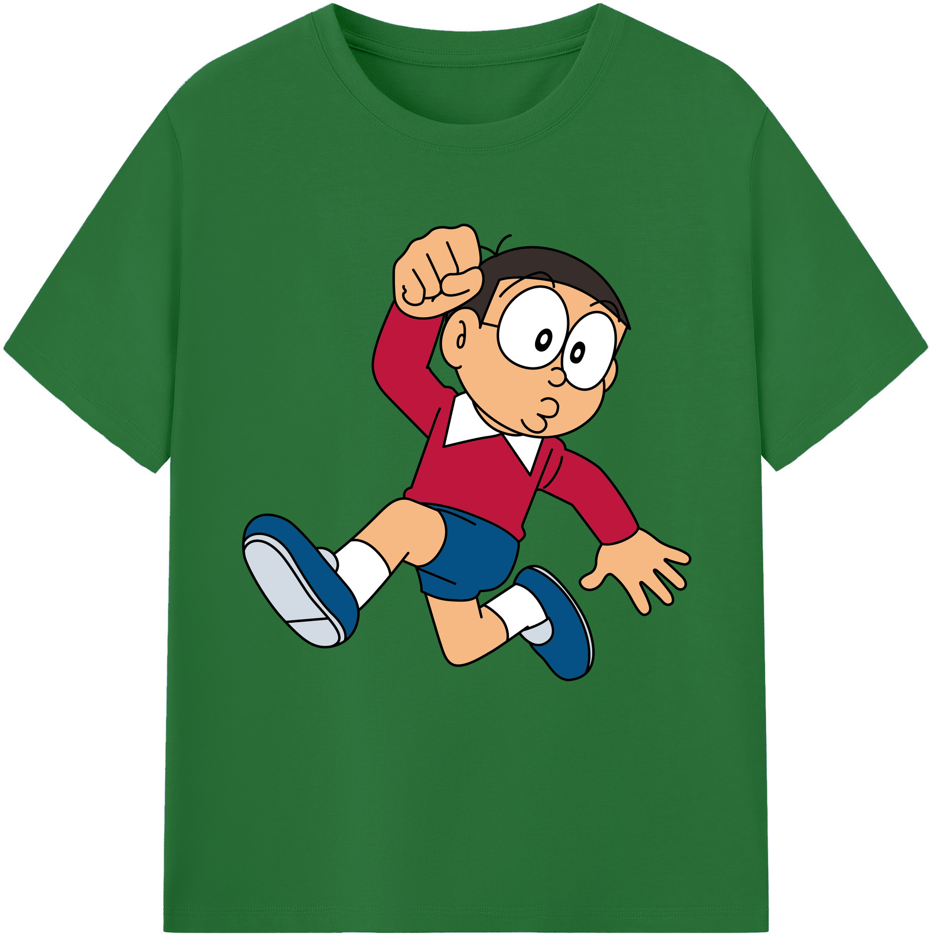 （画像用） ドラえもん 野比 のび太 Doraemon Nobita Nobi 綿100％半袖Tシャツ（フロントプリント）