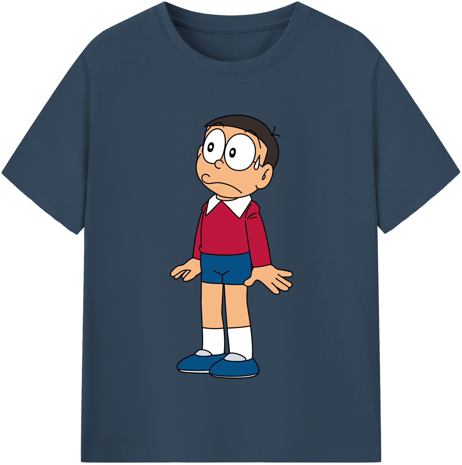 （画像用） ドラえもん 野比 のび太 Doraemon Nobita Nobi 綿100％半袖Tシャツ（フロントプリント）