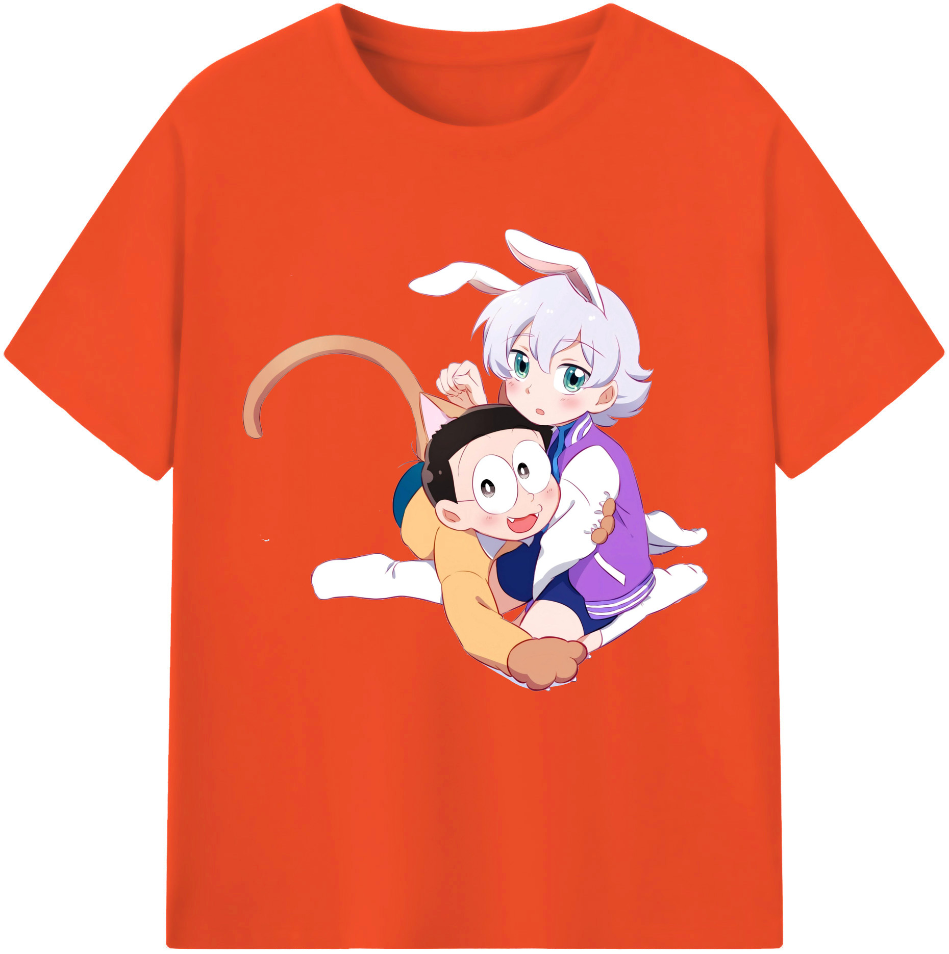（画像用） ドラえもん 野比 のび太 Doraemon Nobita Nobi 綿100％半袖Tシャツ（フロントプリント）