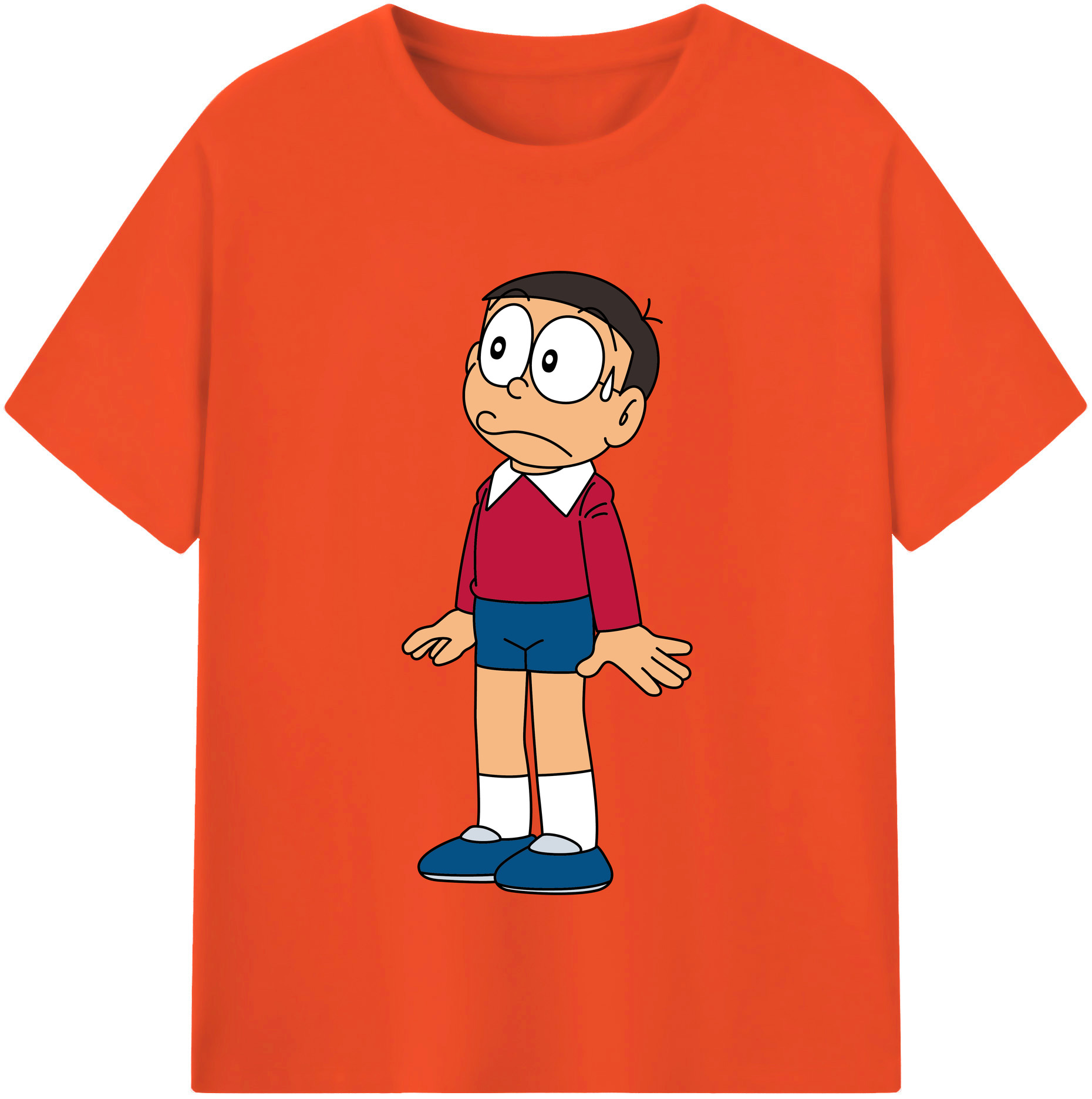 （画像用） ドラえもん 野比 のび太 Doraemon Nobita Nobi 綿100％半袖Tシャツ（フロントプリント）