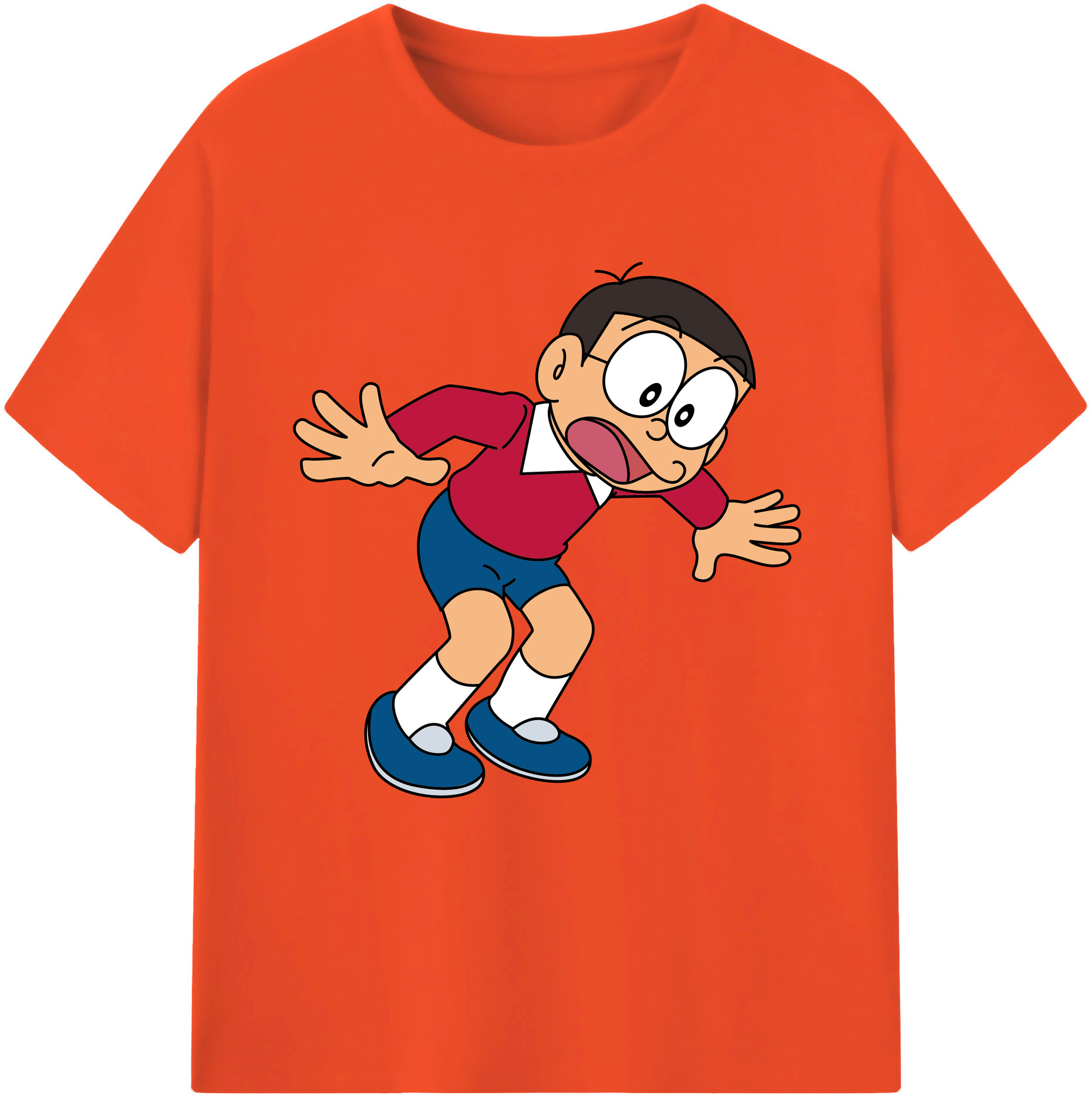 （画像用） ドラえもん 野比 のび太 Doraemon Nobita Nobi 綿100％半袖Tシャツ（フロントプリント）