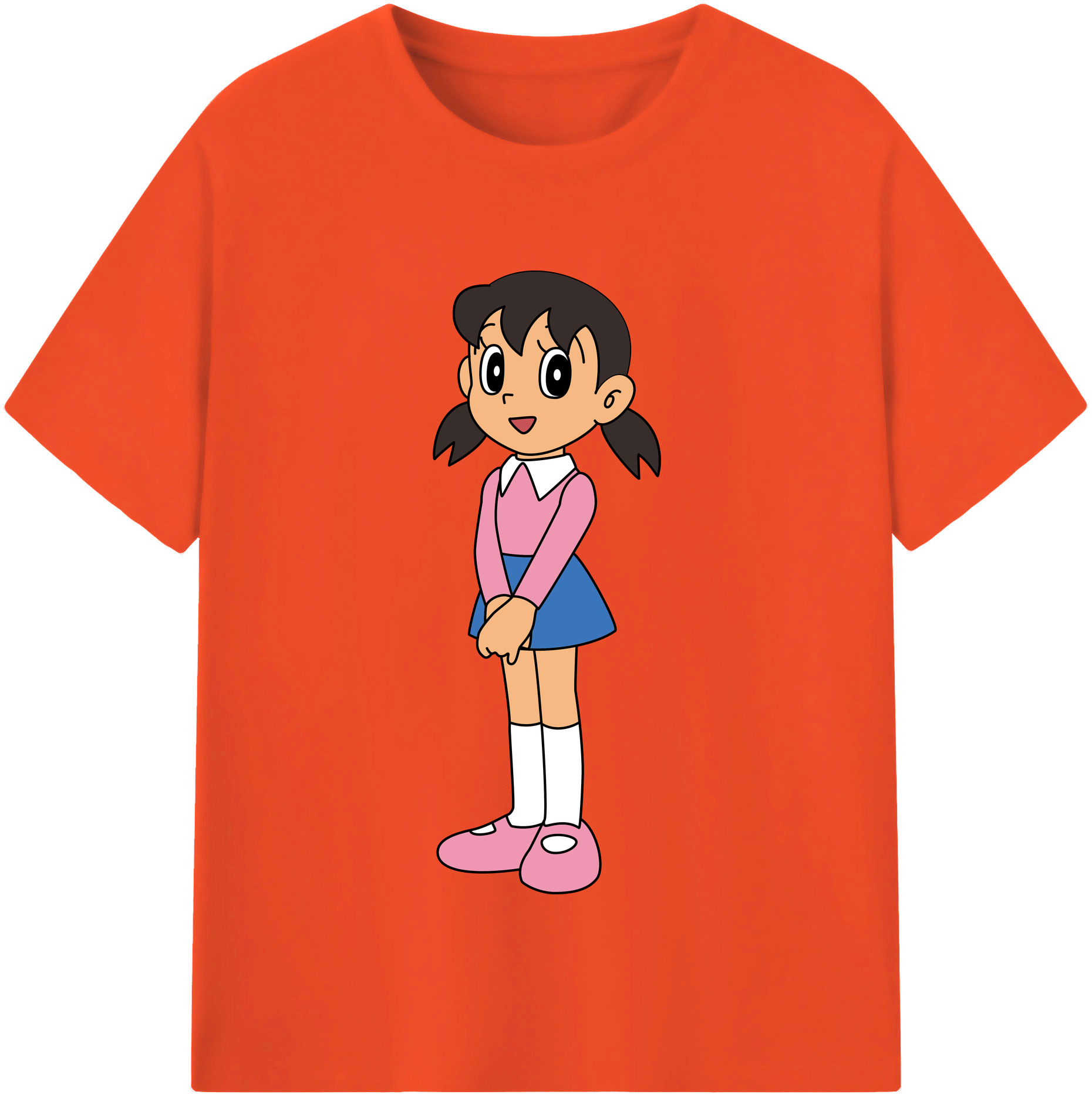 （画像用） ドラえもん みなもと しずか Doraemon Shizuka Minamoto 綿100％半袖Tシャツ（フロントプリント）