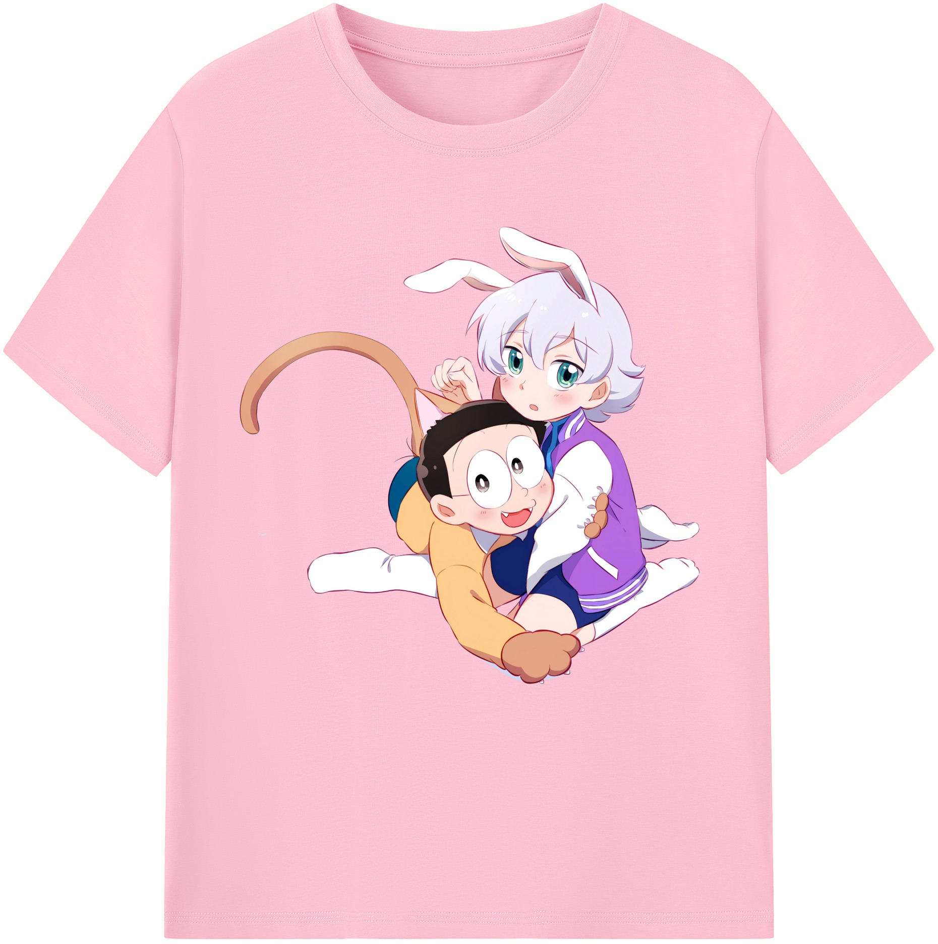 （画像用） ドラえもん 野比 のび太 Doraemon Nobita Nobi 綿100％半袖Tシャツ（フロントプリント）