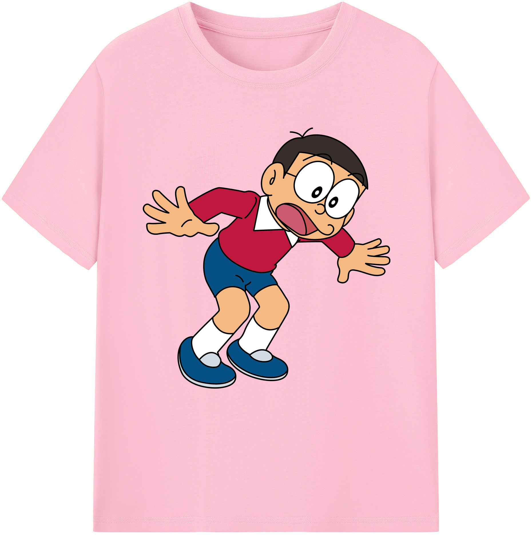 （画像用） ドラえもん 野比 のび太 Doraemon Nobita Nobi 綿100％半袖Tシャツ（フロントプリント）