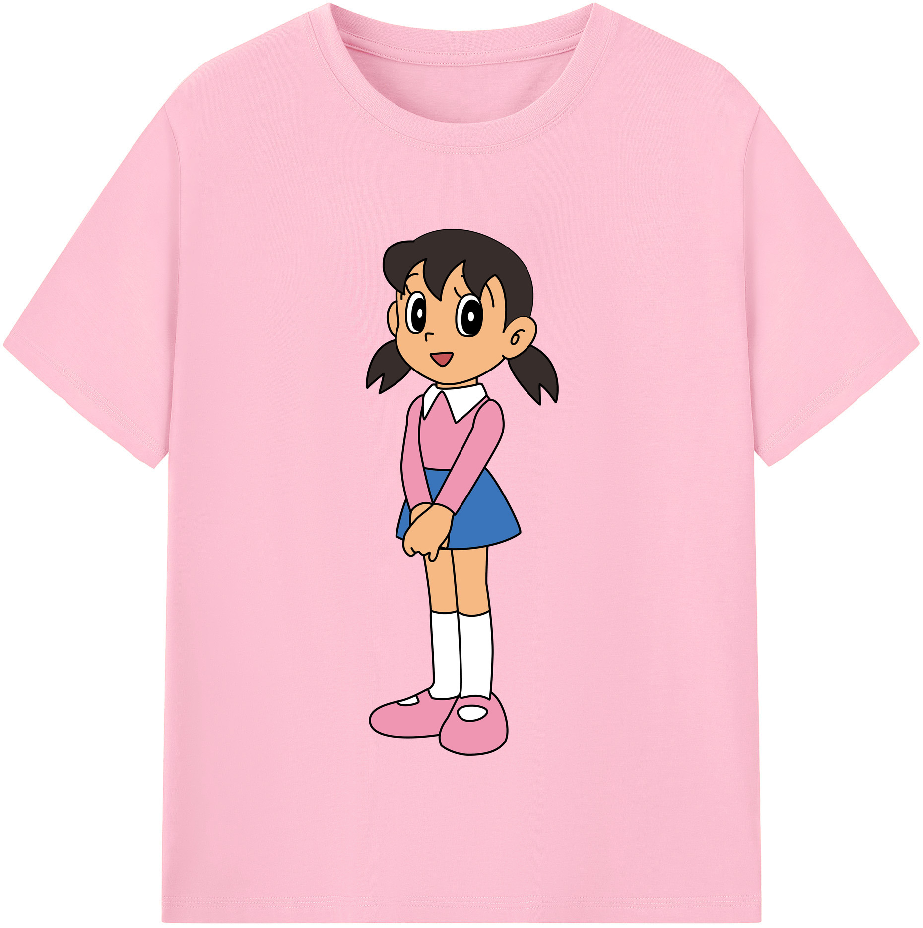 （画像用） ドラえもん みなもと しずか Doraemon Shizuka Minamoto 綿100％半袖Tシャツ（フロントプリント）