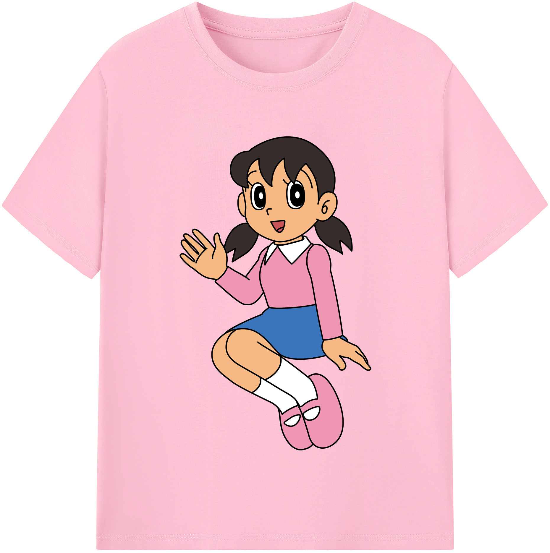 （画像用） ドラえもん みなもと しずか Doraemon Shizuka Minamoto 綿100％半袖Tシャツ（フロントプリント）