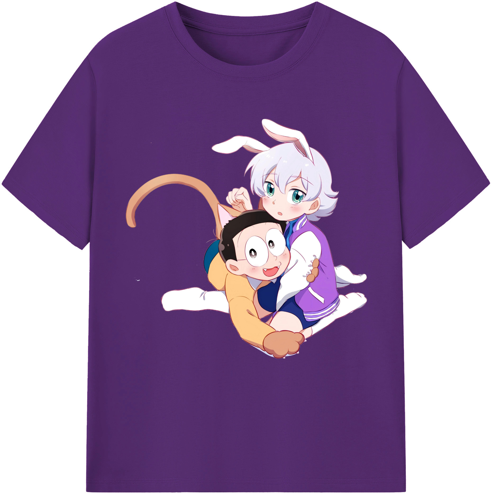 （画像用） ドラえもん 野比 のび太 Doraemon Nobita Nobi 綿100％半袖Tシャツ（フロントプリント）