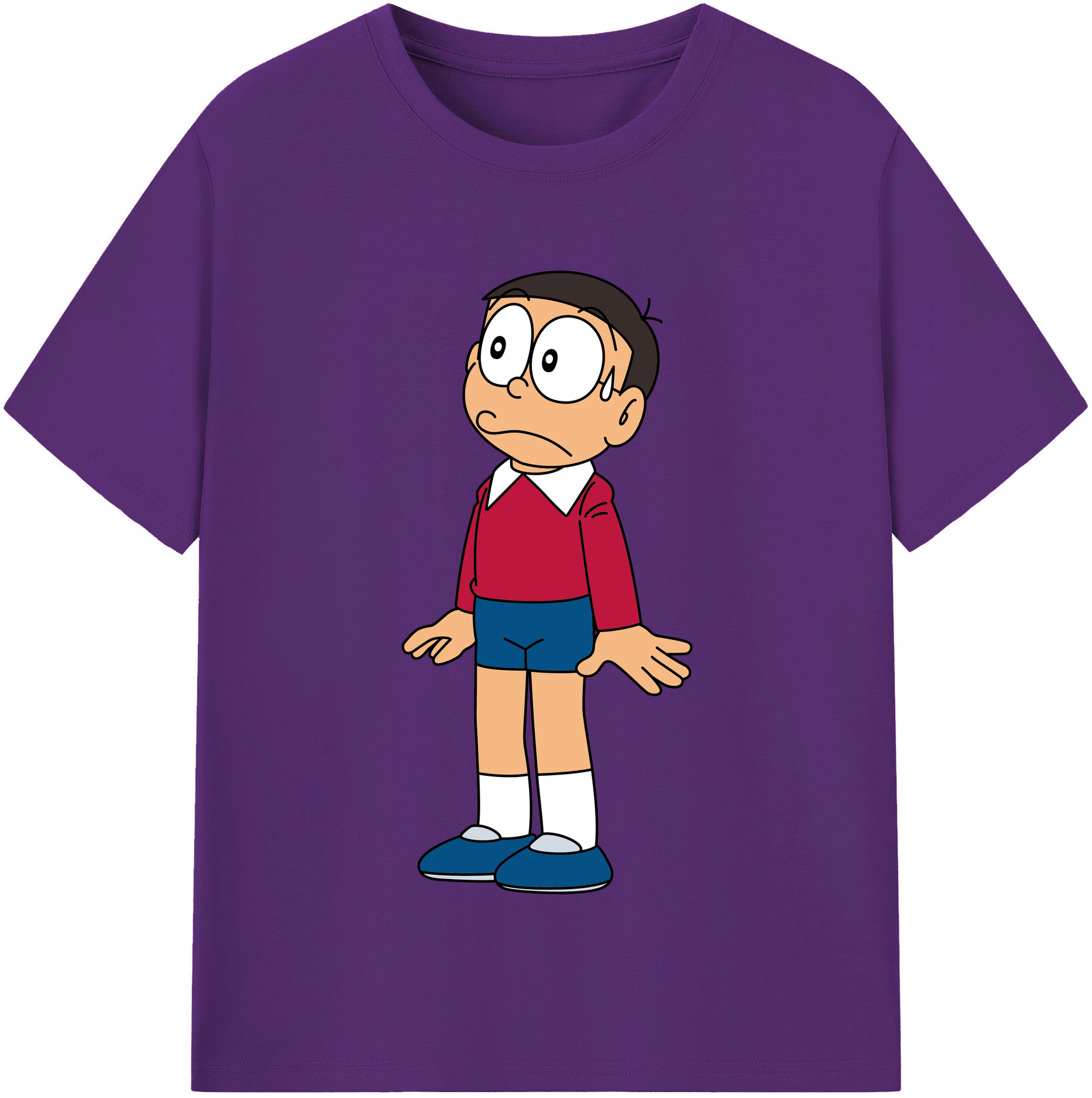 （画像用） ドラえもん 野比 のび太 Doraemon Nobita Nobi 綿100％半袖Tシャツ（フロントプリント）