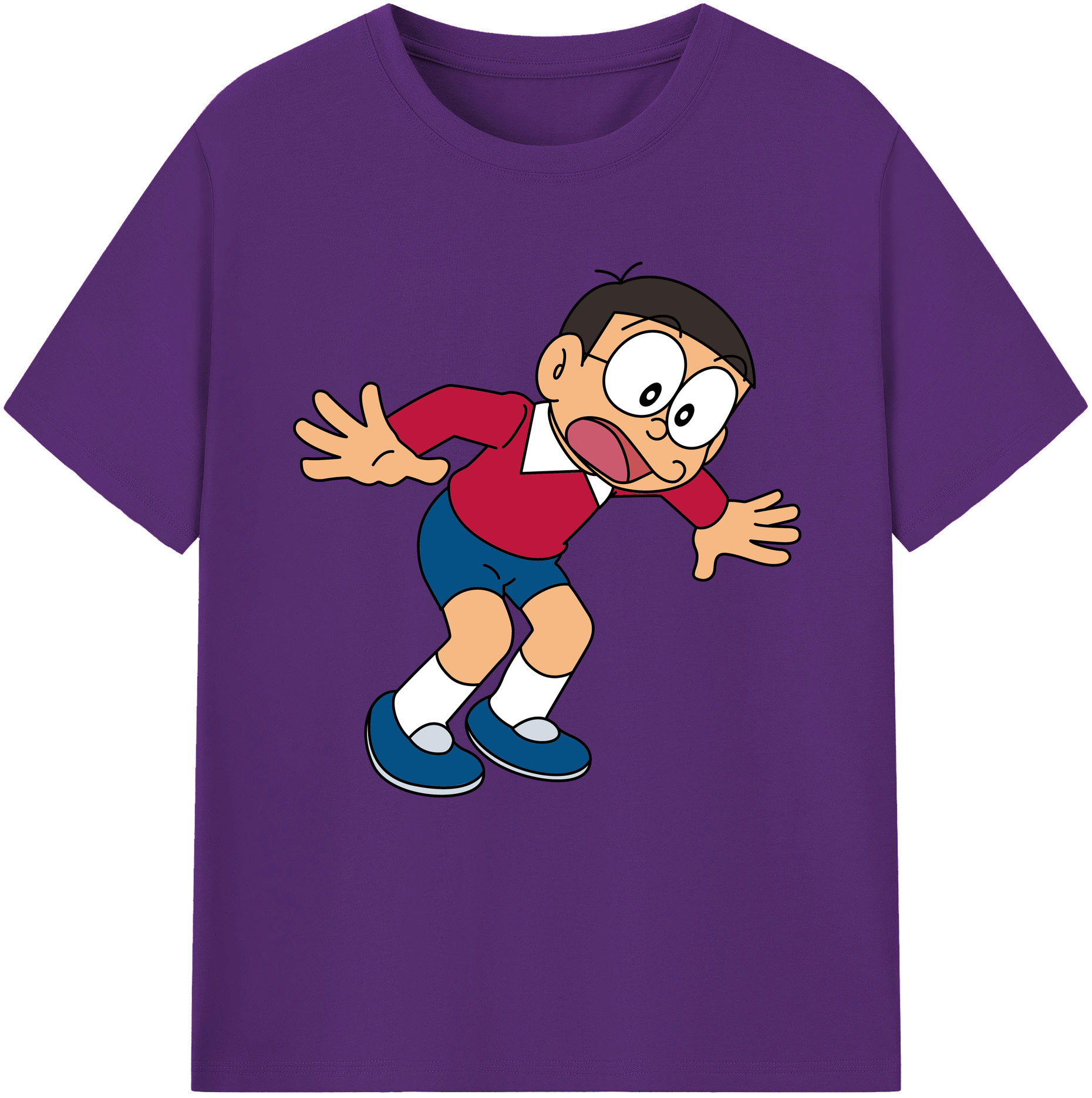 （画像用） ドラえもん 野比 のび太 Doraemon Nobita Nobi 綿100％半袖Tシャツ（フロントプリント）