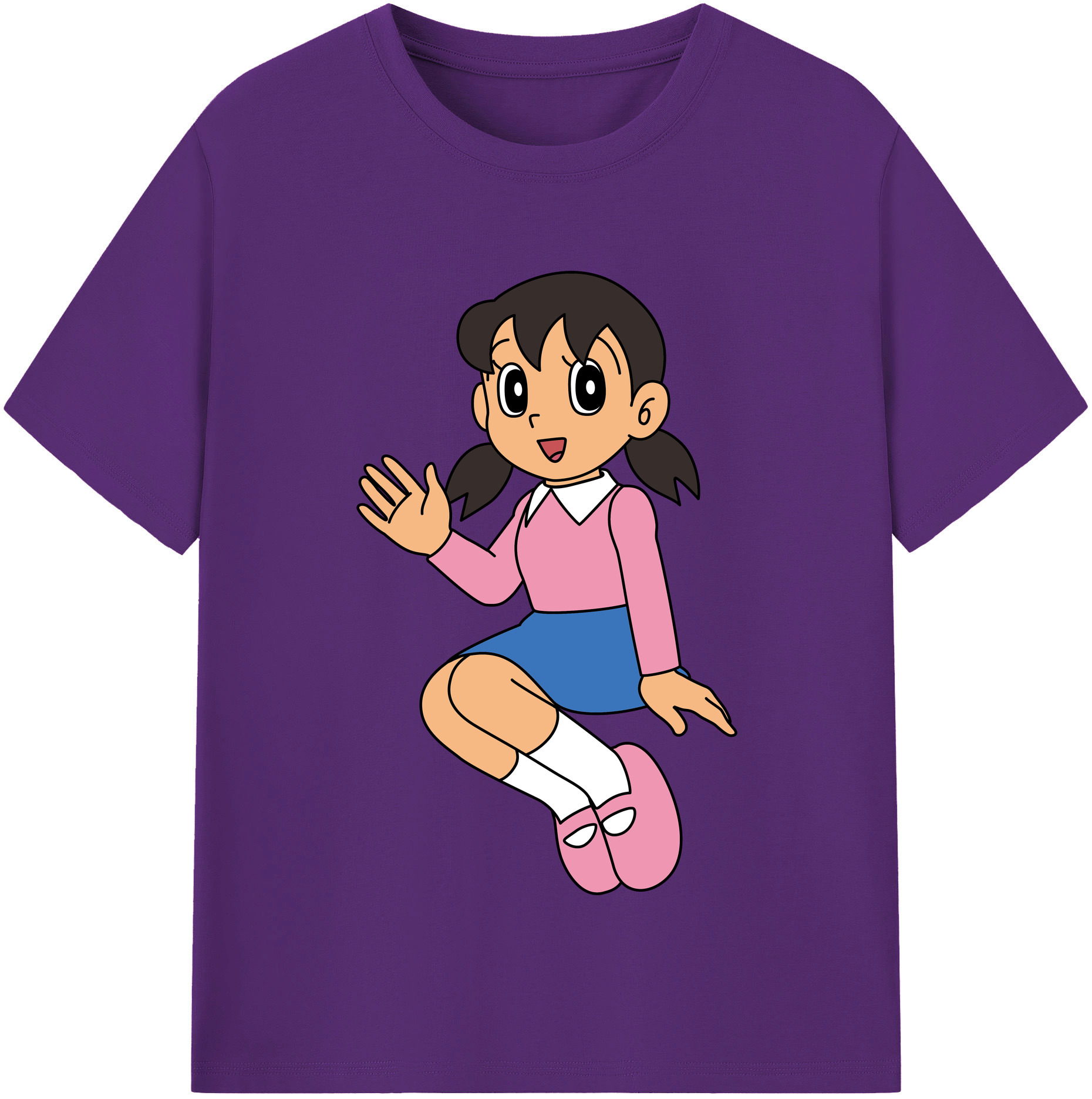 （画像用） ドラえもん みなもと しずか Doraemon Shizuka Minamoto 綿100％半袖Tシャツ（フロントプリント）