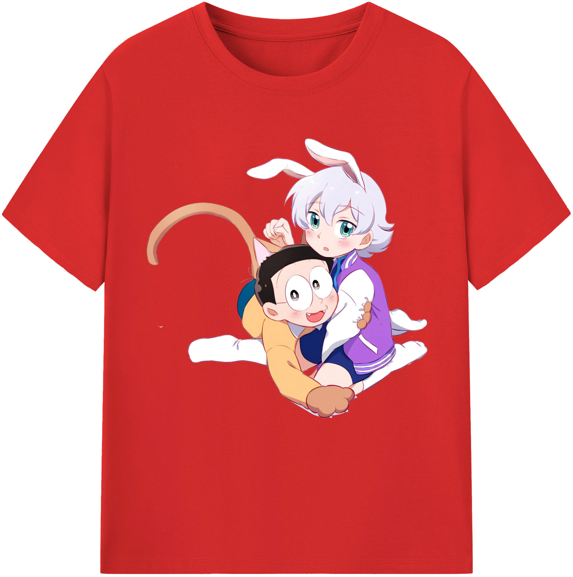 （画像用） ドラえもん 野比 のび太 Doraemon Nobita Nobi 綿100％半袖Tシャツ（フロントプリント）