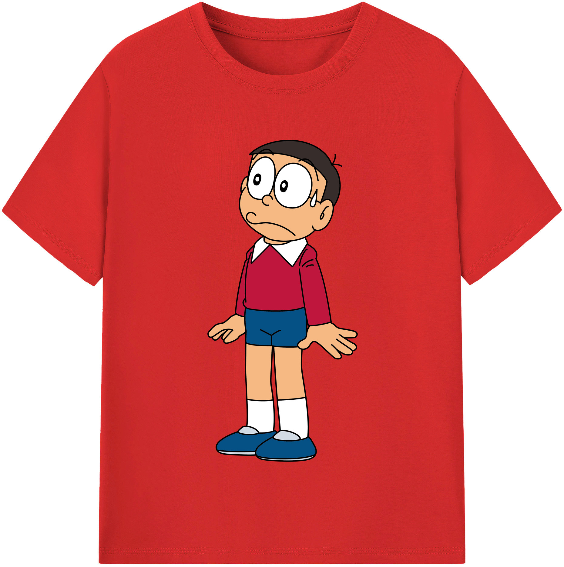 （画像用） ドラえもん 野比 のび太 Doraemon Nobita Nobi 綿100％半袖Tシャツ（フロントプリント）