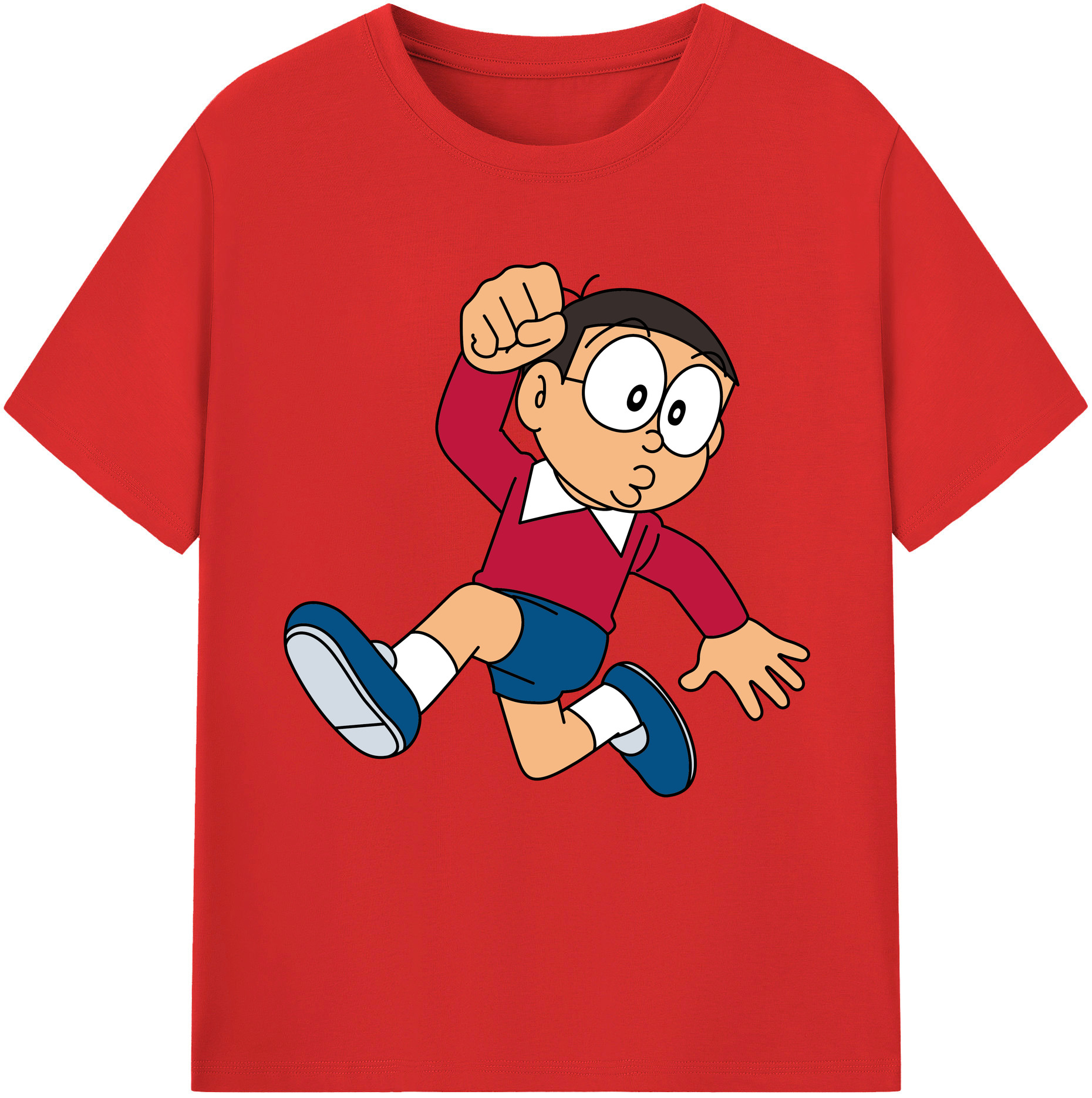 （画像用） ドラえもん 野比 のび太 Doraemon Nobita Nobi 綿100％半袖Tシャツ（フロントプリント）