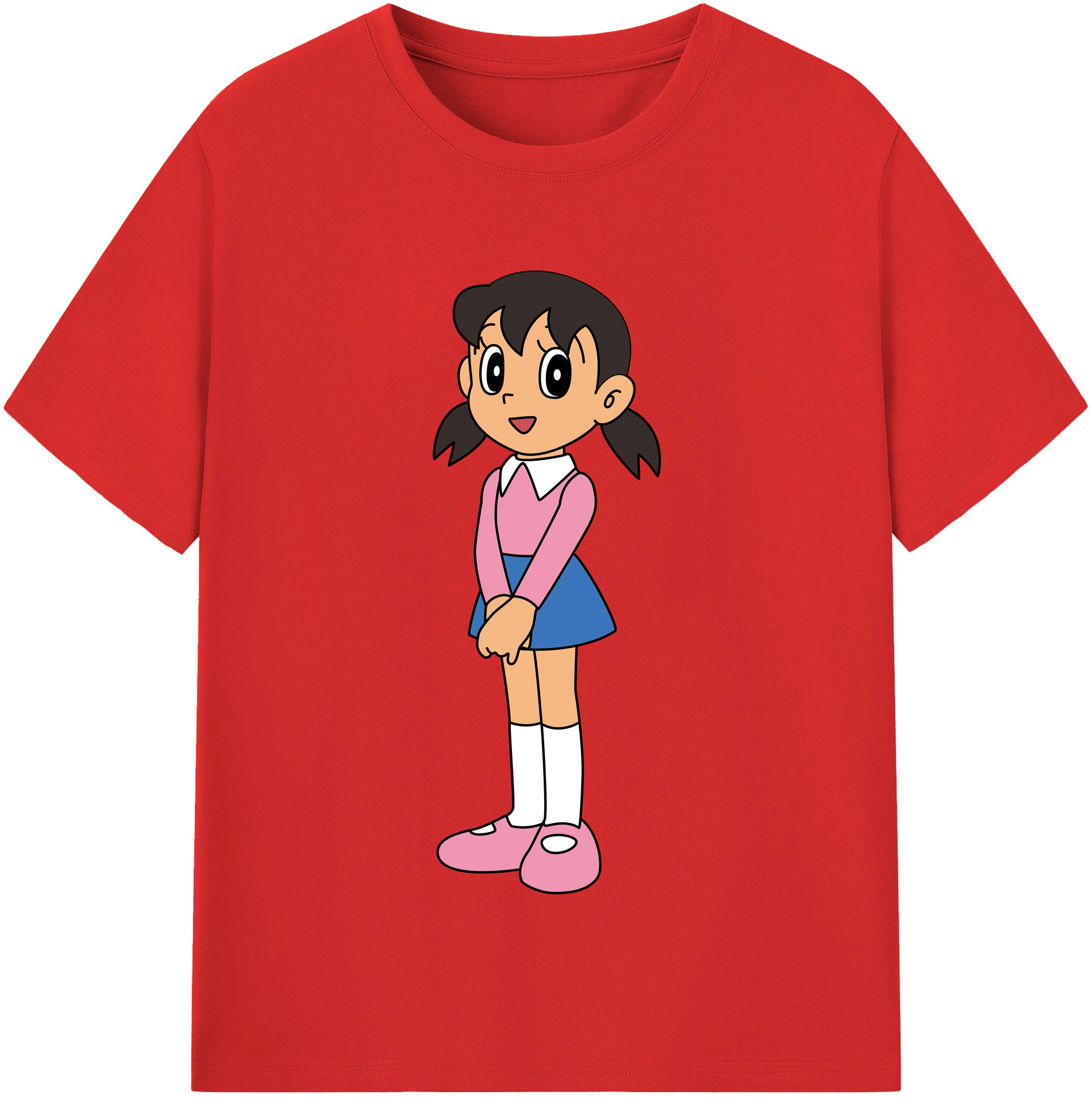 （画像用） ドラえもん みなもと しずか Doraemon Shizuka Minamoto 綿100％半袖Tシャツ（フロントプリント）