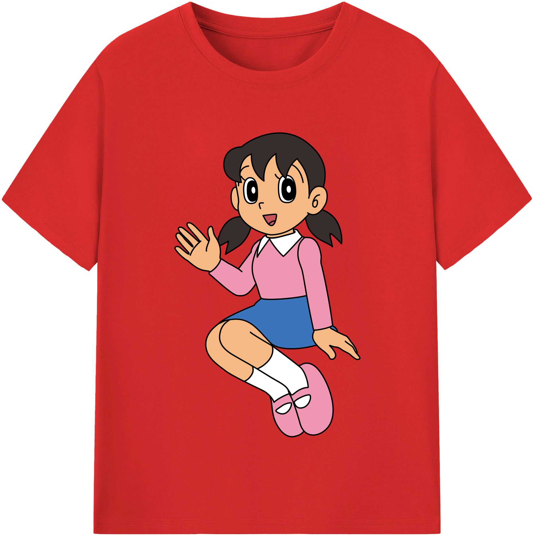 （画像用） ドラえもん みなもと しずか Doraemon Shizuka Minamoto 綿100％半袖Tシャツ（フロントプリント）