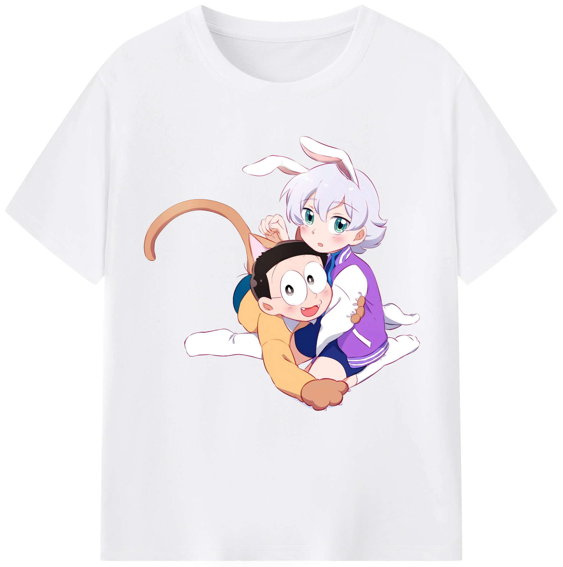 （画像用） ドラえもん 野比 のび太 Doraemon Nobita Nobi 綿100％半袖Tシャツ（フロントプリント）