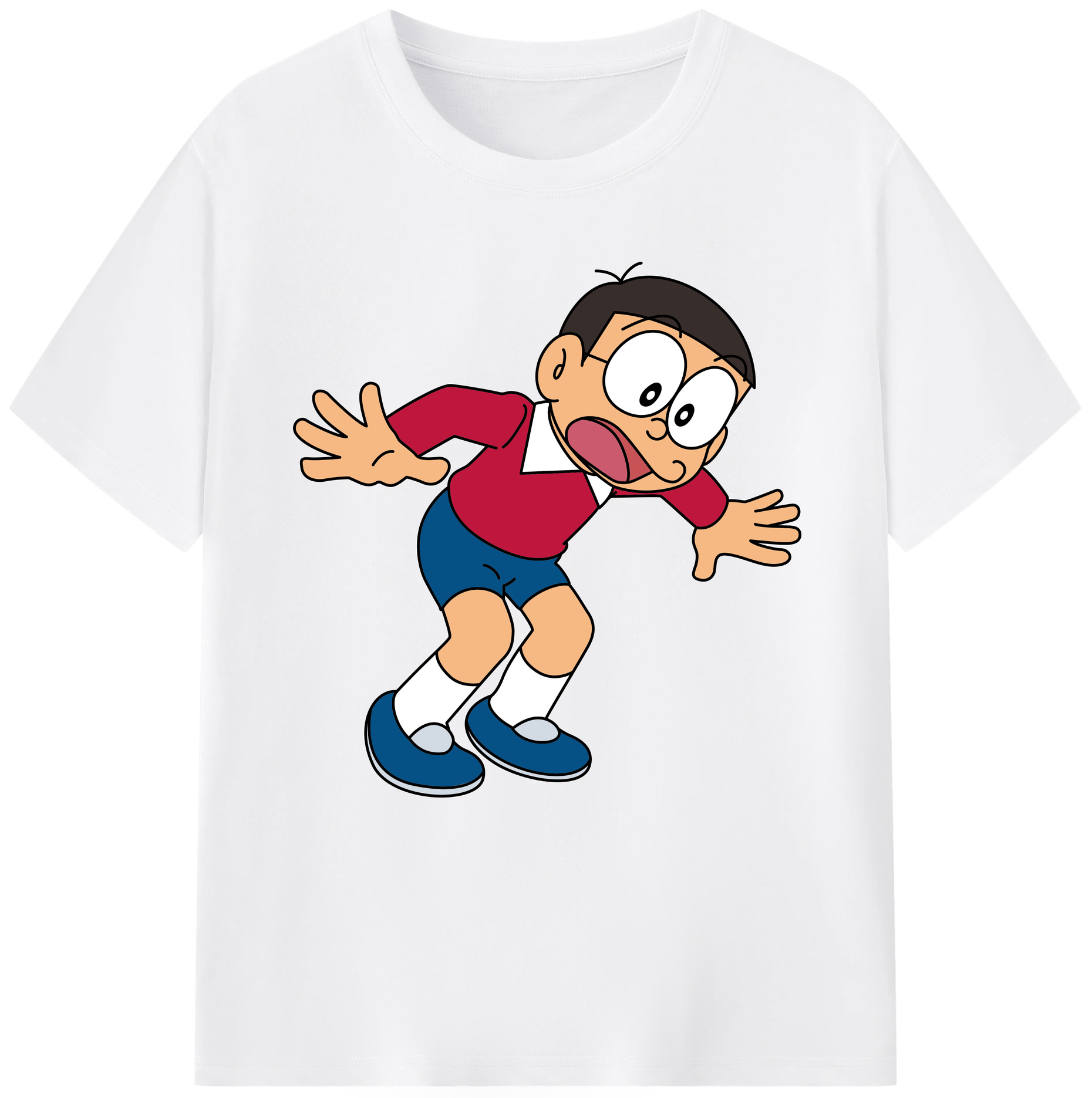 （画像用） ドラえもん 野比 のび太 Doraemon Nobita Nobi 綿100％半袖Tシャツ（フロントプリント）