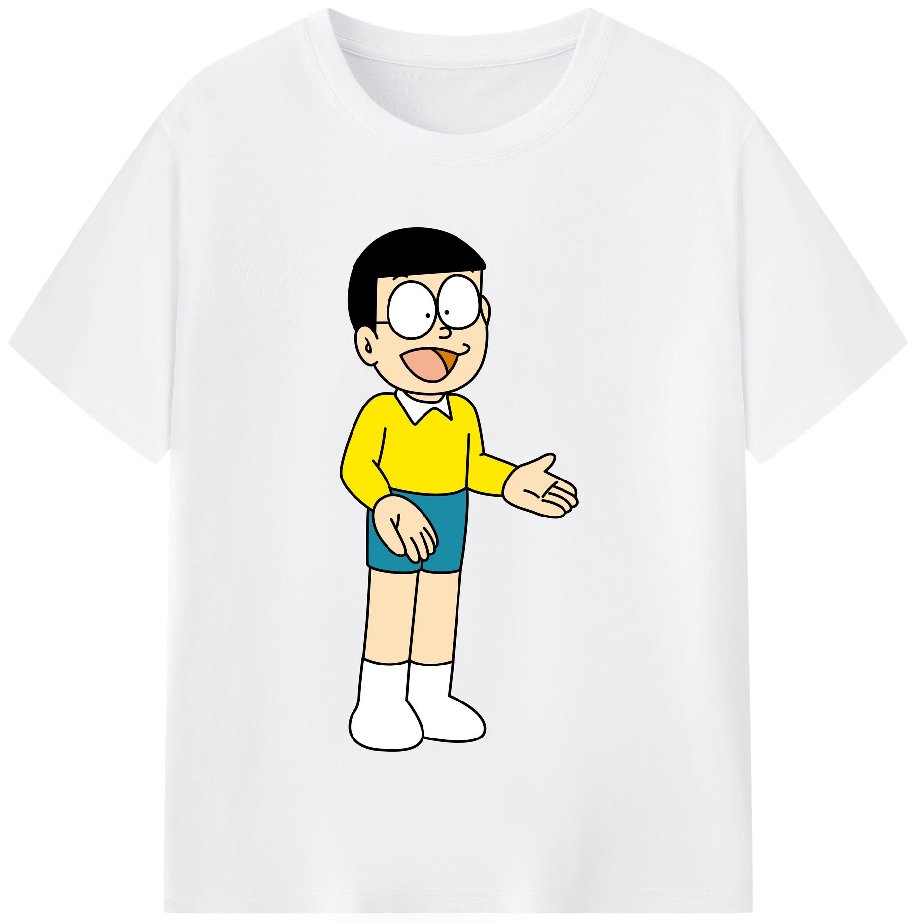 （画像用） ドラえもん 野比 のび太 Doraemon Nobita Nobi 綿100％半袖Tシャツ（フロントプリント）