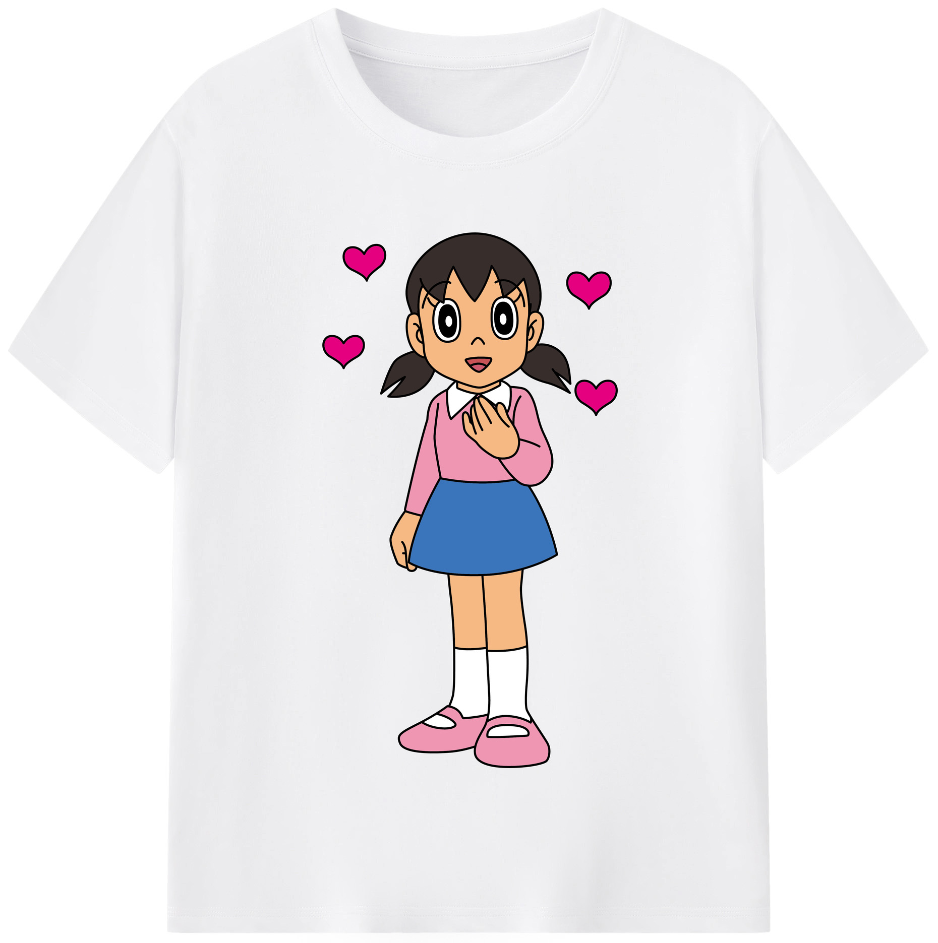 （画像用） ドラえもん みなもと しずか Doraemon Shizuka Minamoto 綿100％半袖Tシャツ（フロントプリント）