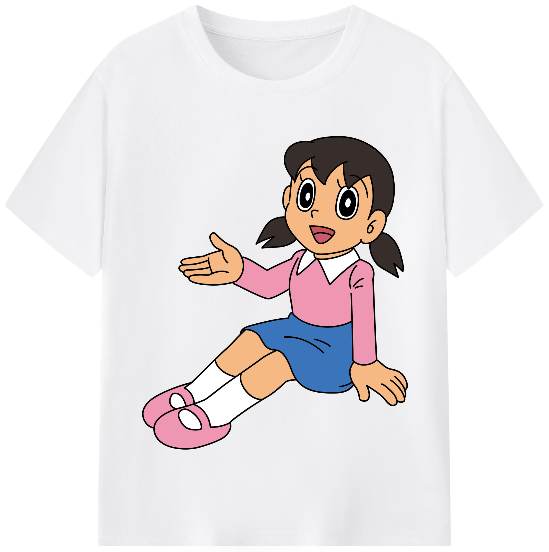 （画像用） ドラえもん みなもと しずか Doraemon Shizuka Minamoto 綿100％半袖Tシャツ（フロントプリント）