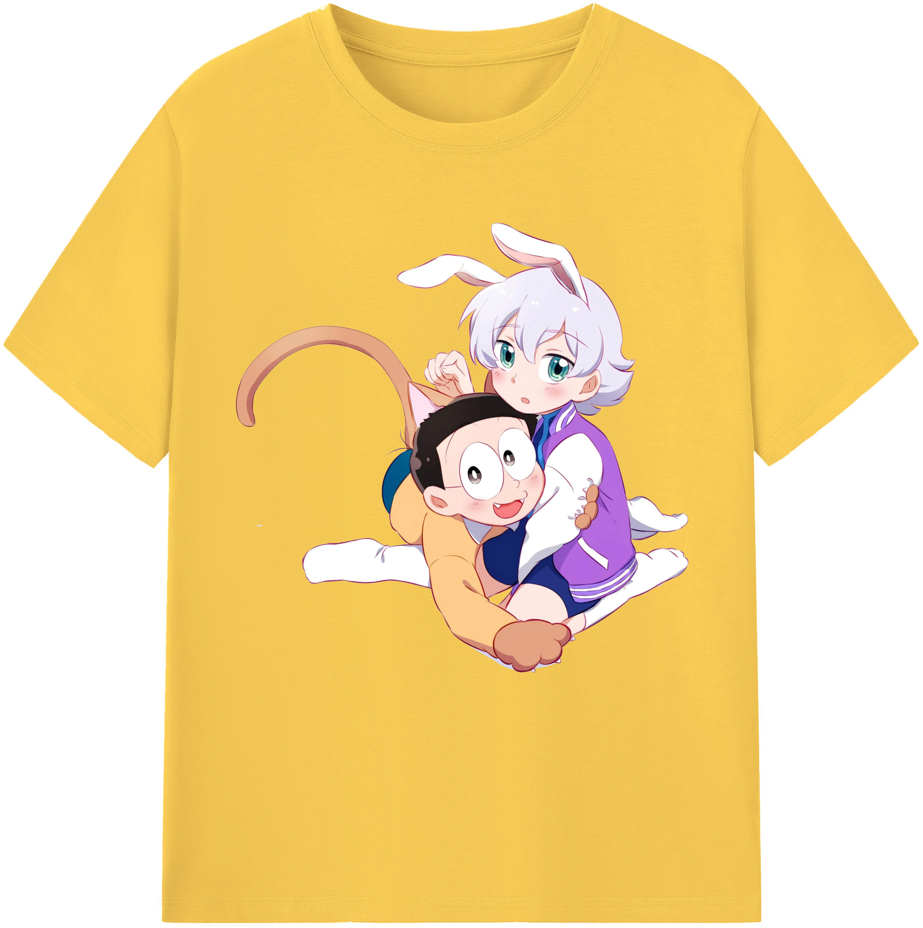 （画像用） ドラえもん 野比 のび太 Doraemon Nobita Nobi 綿100％半袖Tシャツ（フロントプリント）