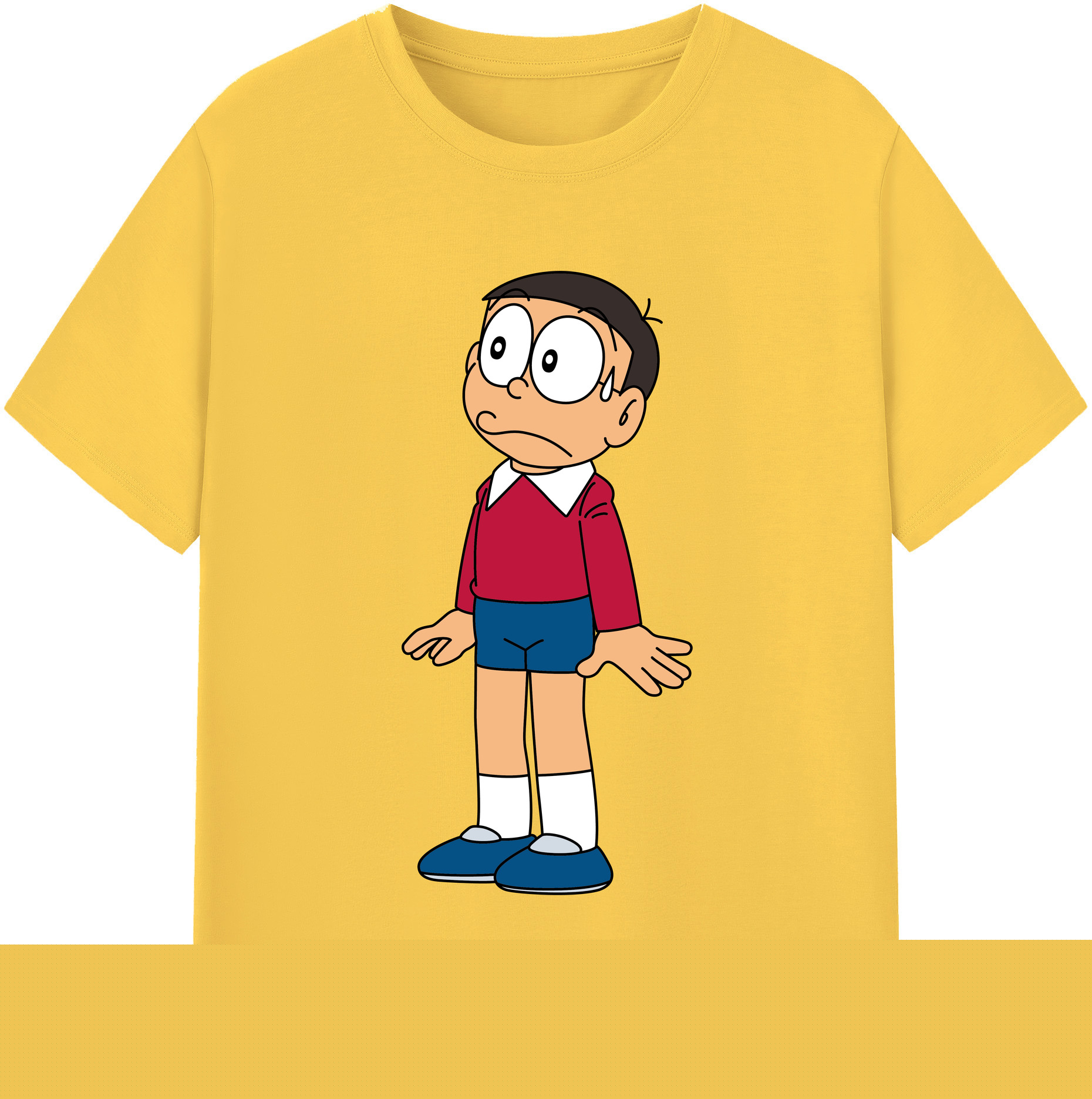 （画像用） ドラえもん 野比 のび太 Doraemon Nobita Nobi 綿100％半袖Tシャツ（フロントプリント）