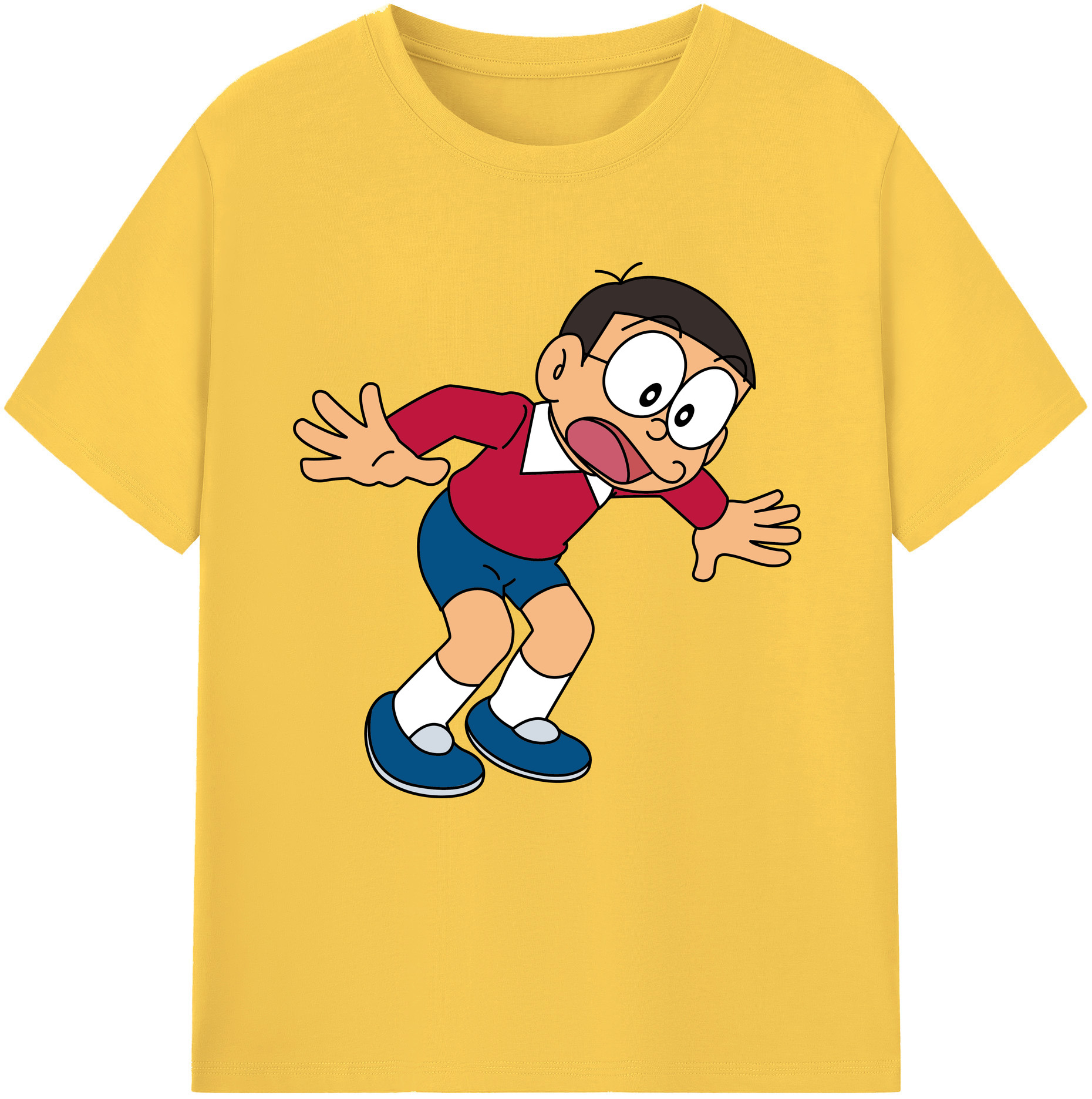 （画像用） ドラえもん 野比 のび太 Doraemon Nobita Nobi 綿100％半袖Tシャツ（フロントプリント）