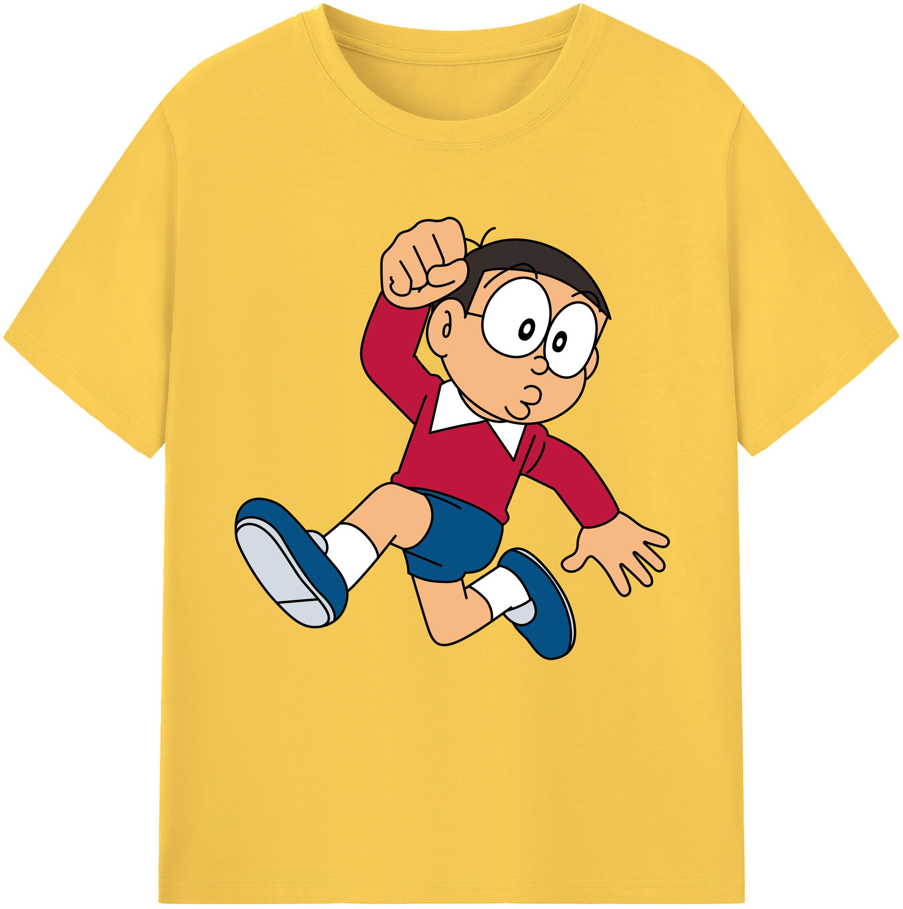 （画像用） ドラえもん 野比 のび太 Doraemon Nobita Nobi 綿100％半袖Tシャツ（フロントプリント）