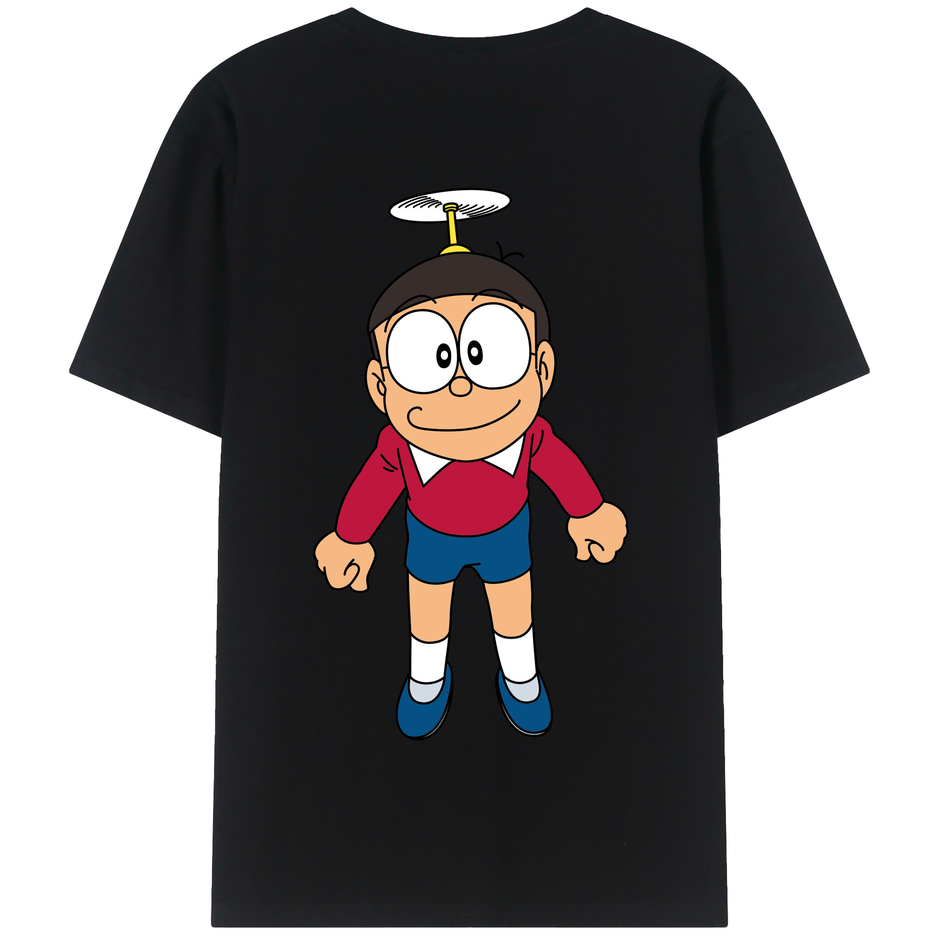 （画像用） ドラえもん 野比 のび太 Doraemon Nobita Nobi 綿100％半袖Tシャツ（背面プリント）