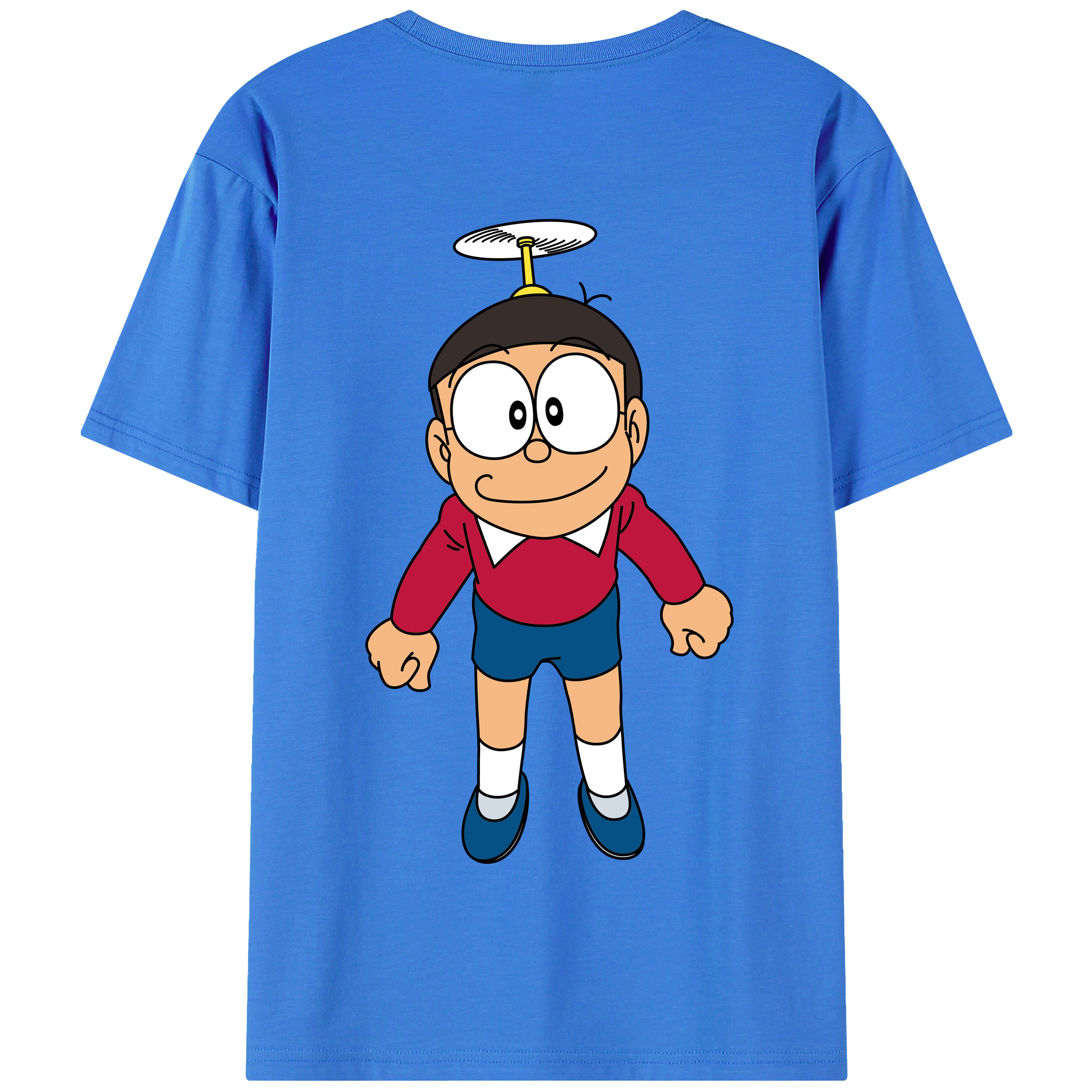（画像用） ドラえもん 野比 のび太 Doraemon Nobita Nobi 綿100％半袖Tシャツ（背面プリント）