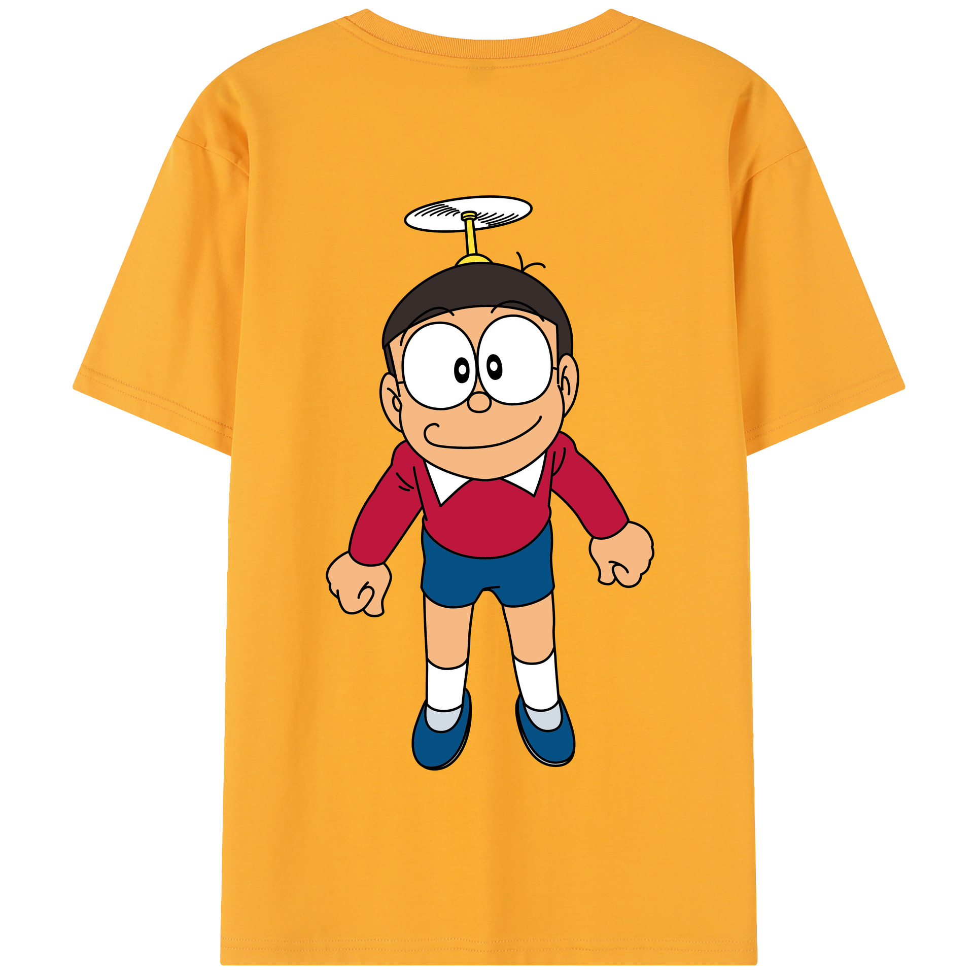 （画像用） ドラえもん 野比 のび太 Doraemon Nobita Nobi 綿100％半袖Tシャツ（背面プリント）