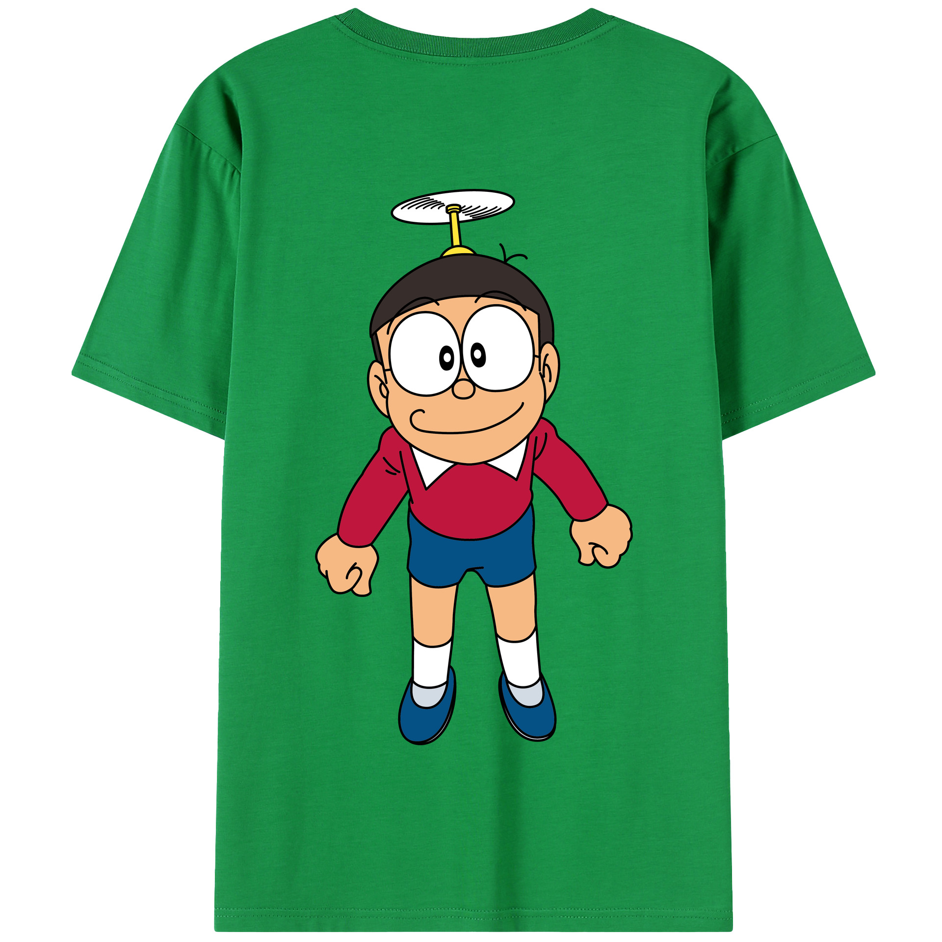 （画像用） ドラえもん 野比 のび太 Doraemon Nobita Nobi 綿100％半袖Tシャツ（背面プリント）