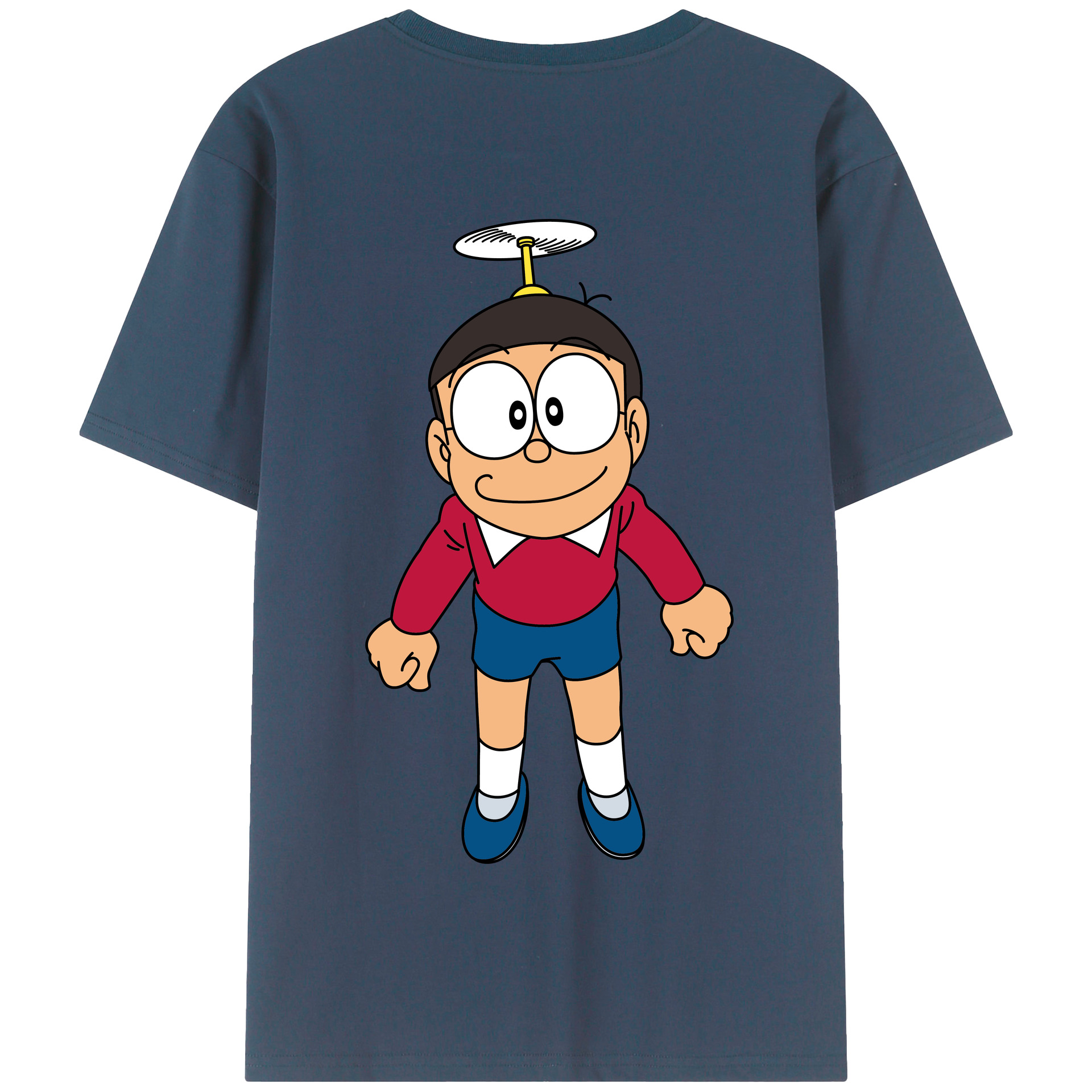 （画像用） ドラえもん 野比 のび太 Doraemon Nobita Nobi 綿100％半袖Tシャツ（背面プリント）