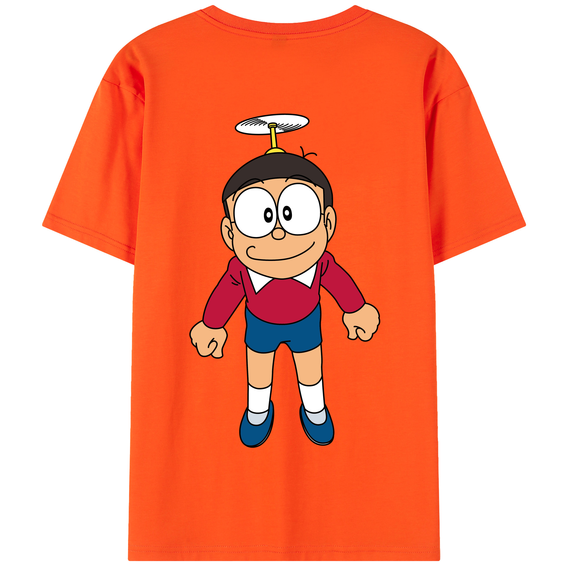 （画像用） ドラえもん 野比 のび太 Doraemon Nobita Nobi 綿100％半袖Tシャツ（背面プリント）