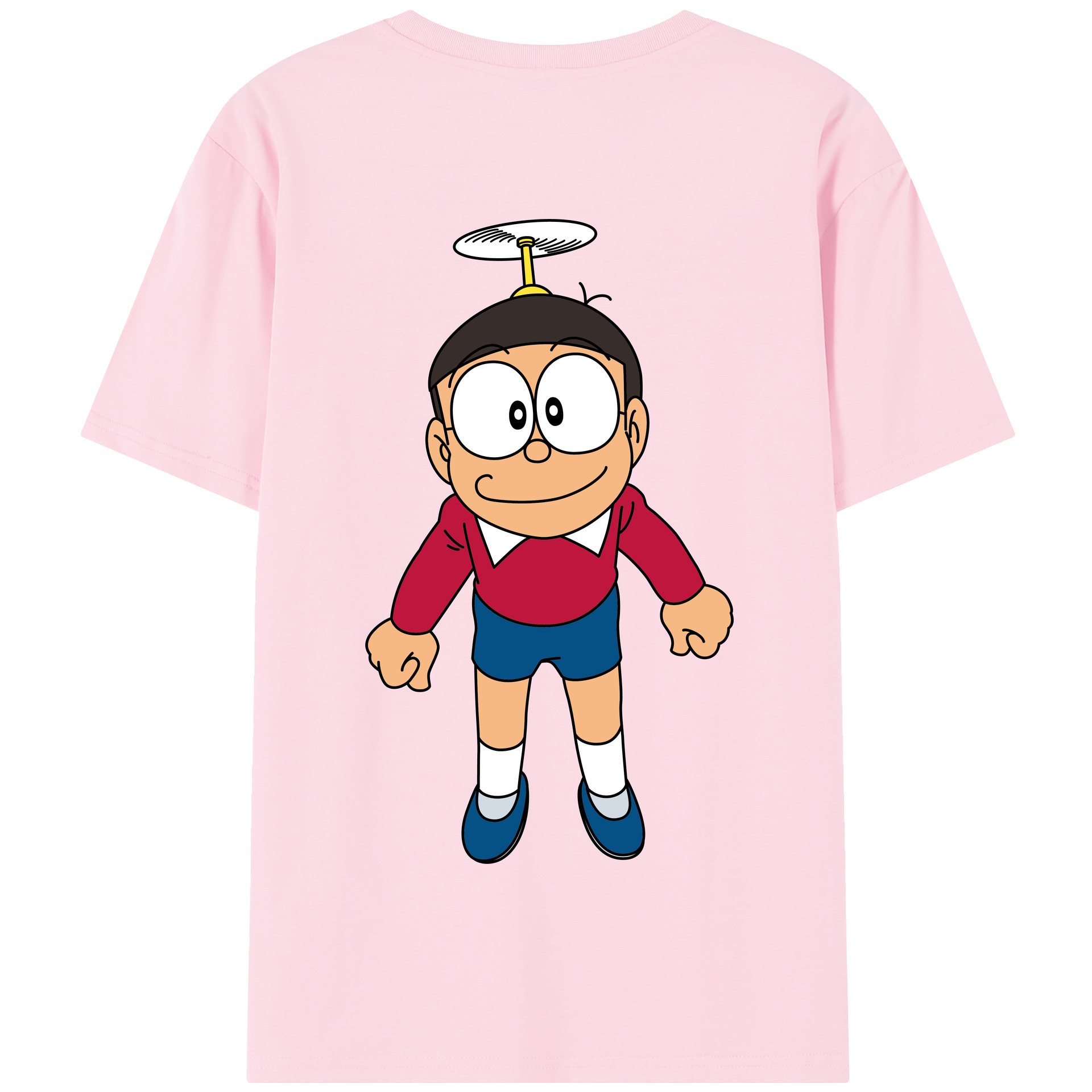 （画像用） ドラえもん 野比 のび太 Doraemon Nobita Nobi 綿100％半袖Tシャツ（背面プリント）