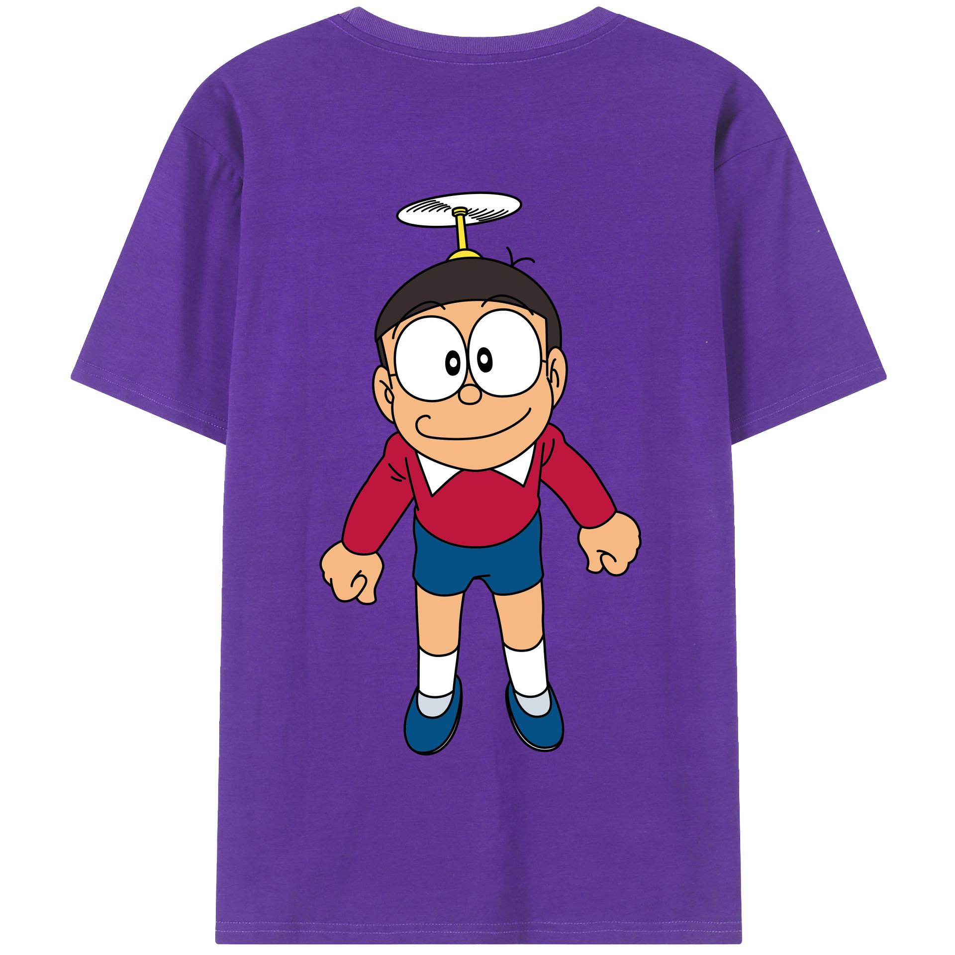 （画像用） ドラえもん 野比 のび太 Doraemon Nobita Nobi 綿100％半袖Tシャツ（背面プリント）