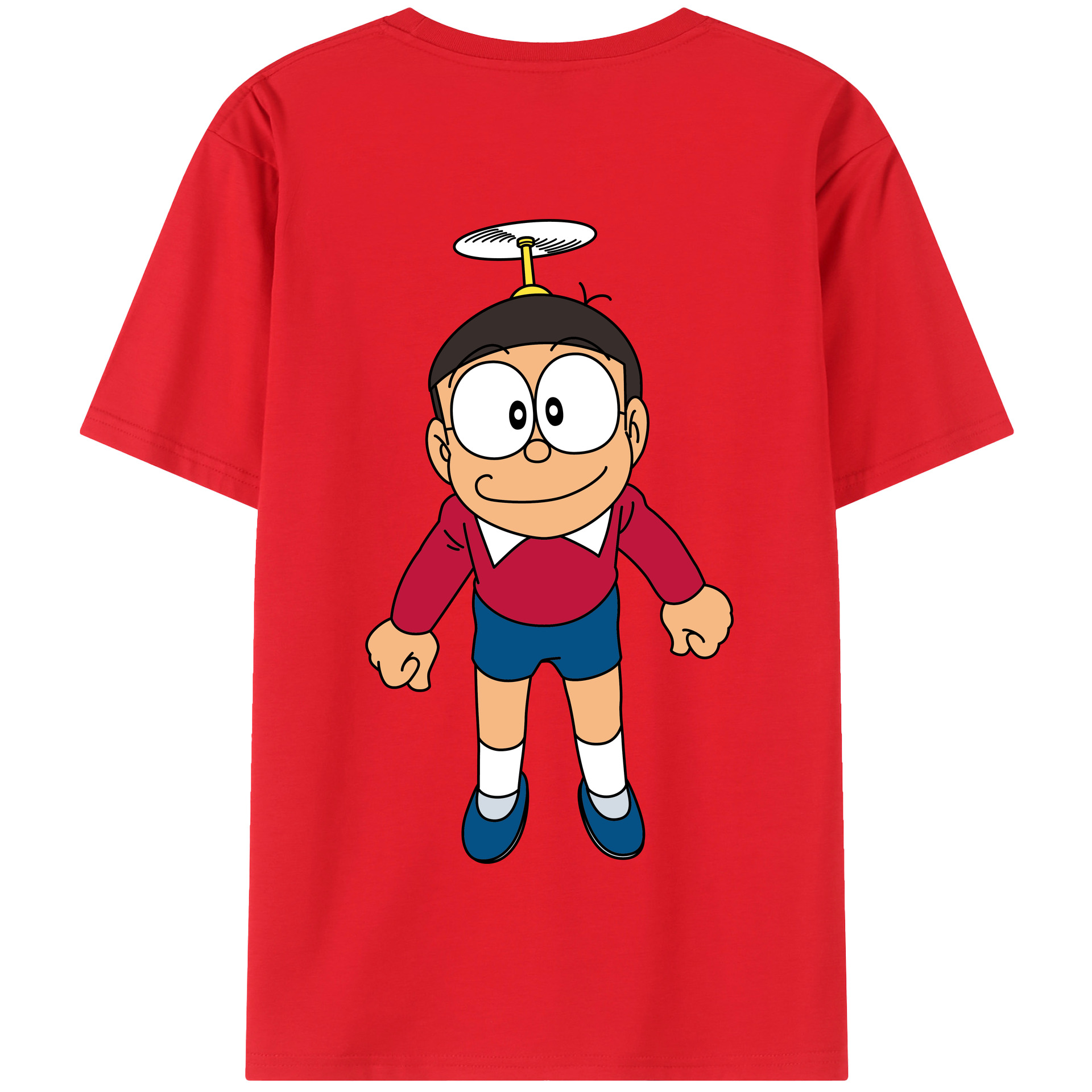（画像用） ドラえもん 野比 のび太 Doraemon Nobita Nobi 綿100％半袖Tシャツ（背面プリント）