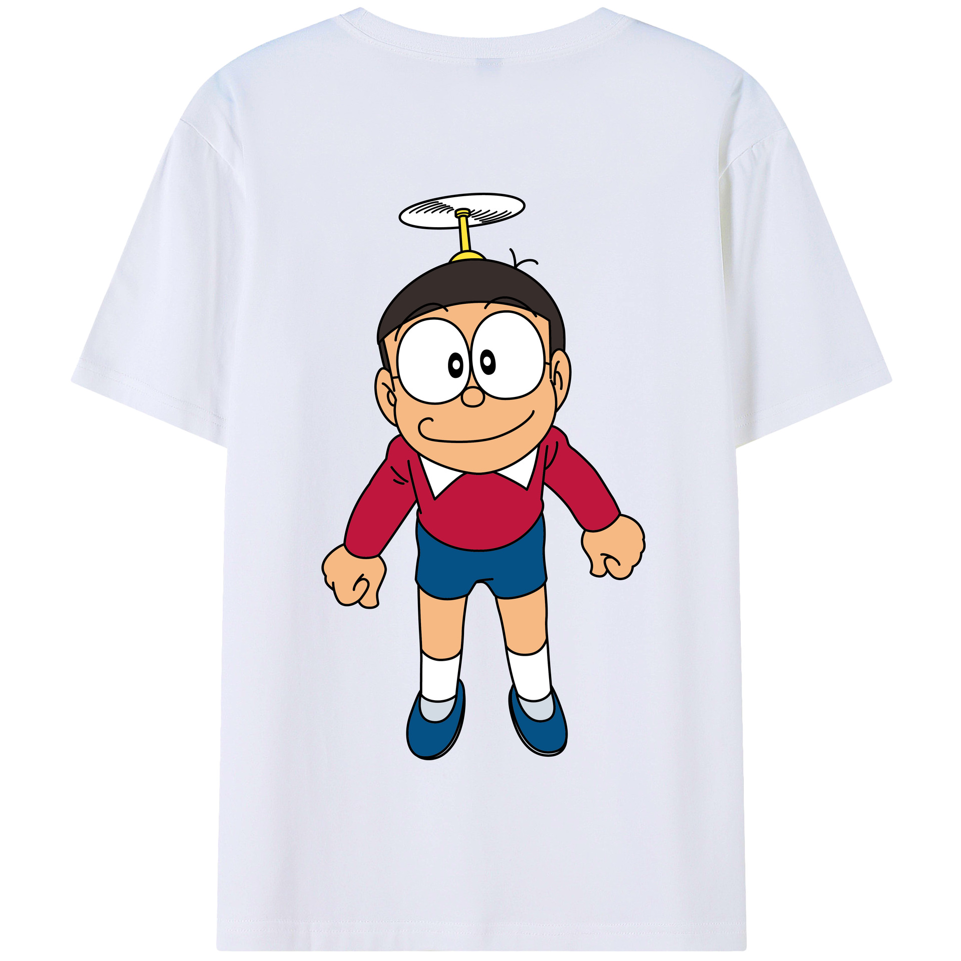 （画像用） ドラえもん 野比 のび太 Doraemon Nobita Nobi 綿100％半袖Tシャツ（背面プリント）