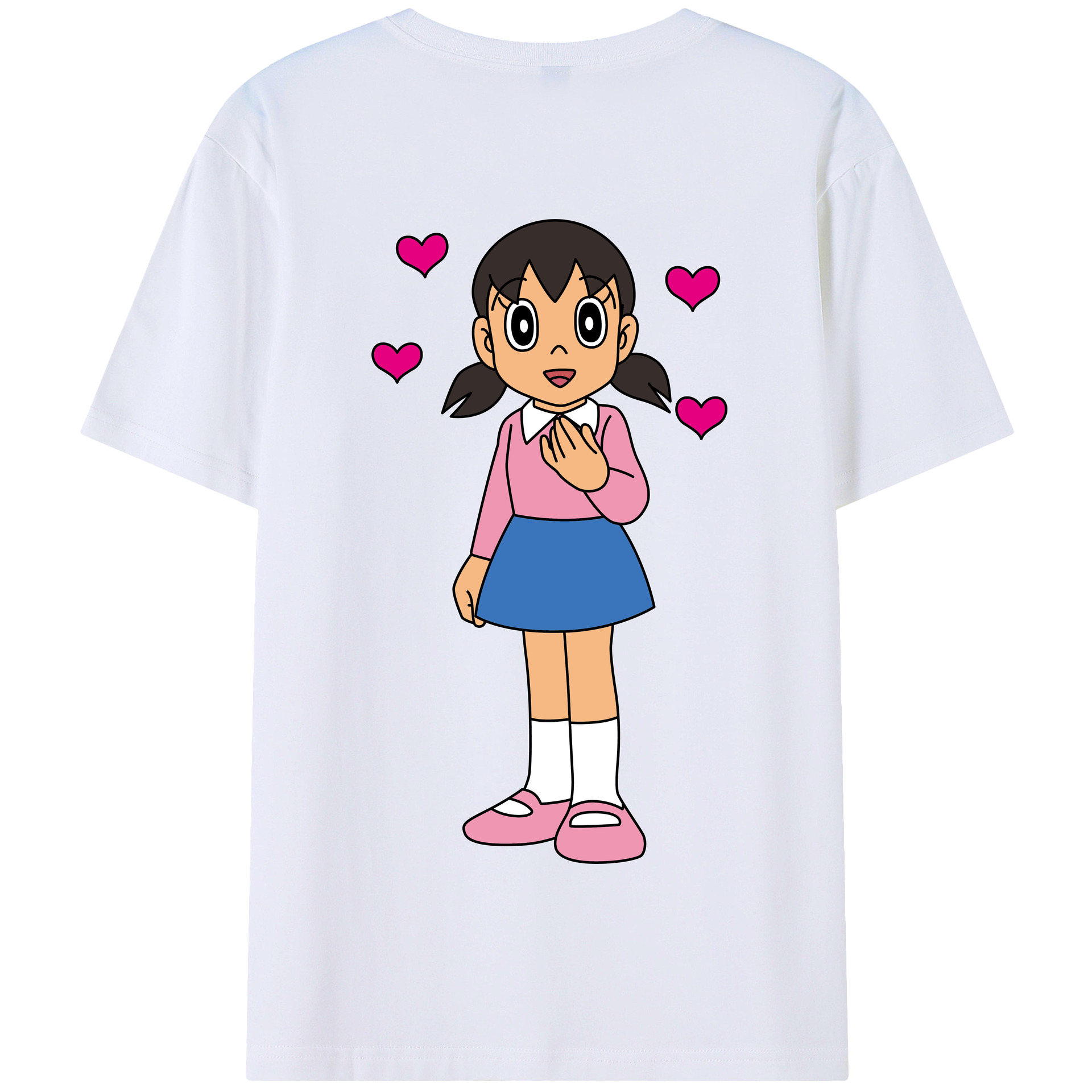 （画像用） ドラえもん みなもと しずか Doraemon Shizuka Minamoto 綿100％半袖Tシャツ（背面プリント）